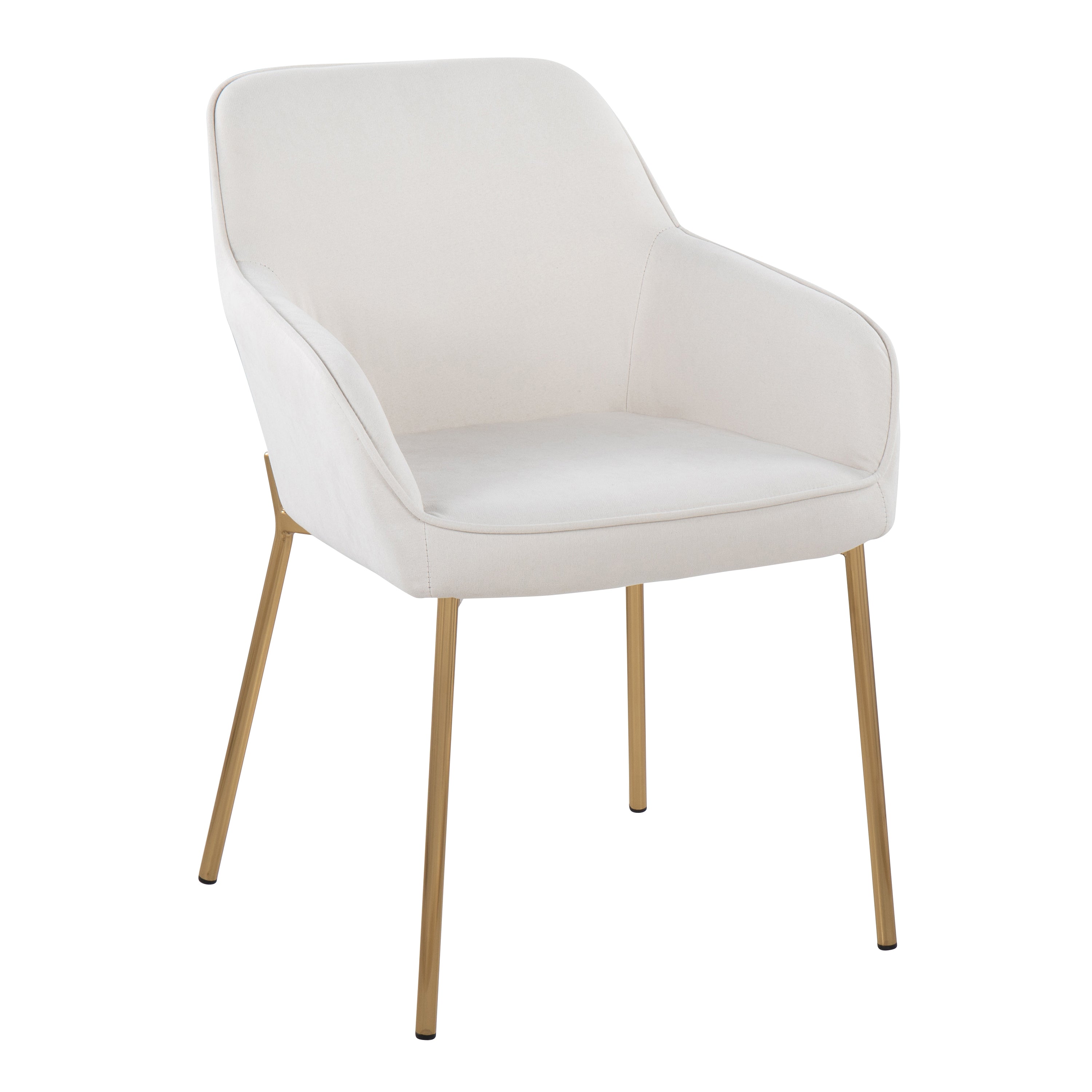 LumiSource Daniella Modern Dining Chairs - Set of 2 Gold Metal & Cream Fabric Upholstered Seats for Contemporary Dining Room, Kitchen, or Breakfast Nook