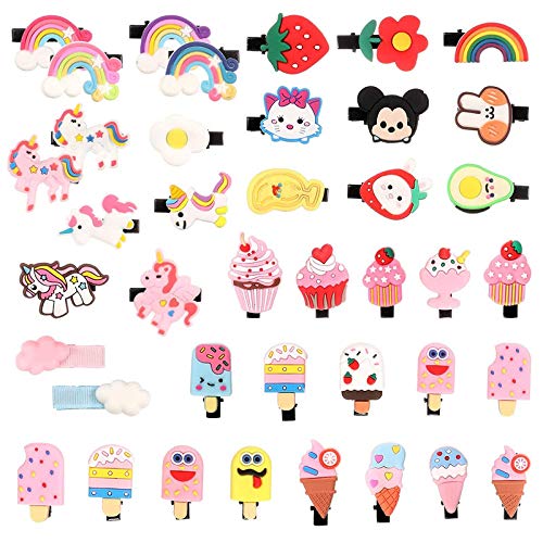 10 Pcs Cute Baby Hair Clips - Ice Cream & Unicorn Hair Barrettes for Girls, Infants, Toddlers & Teens - Perfect for Parties, School & Daily Styling
