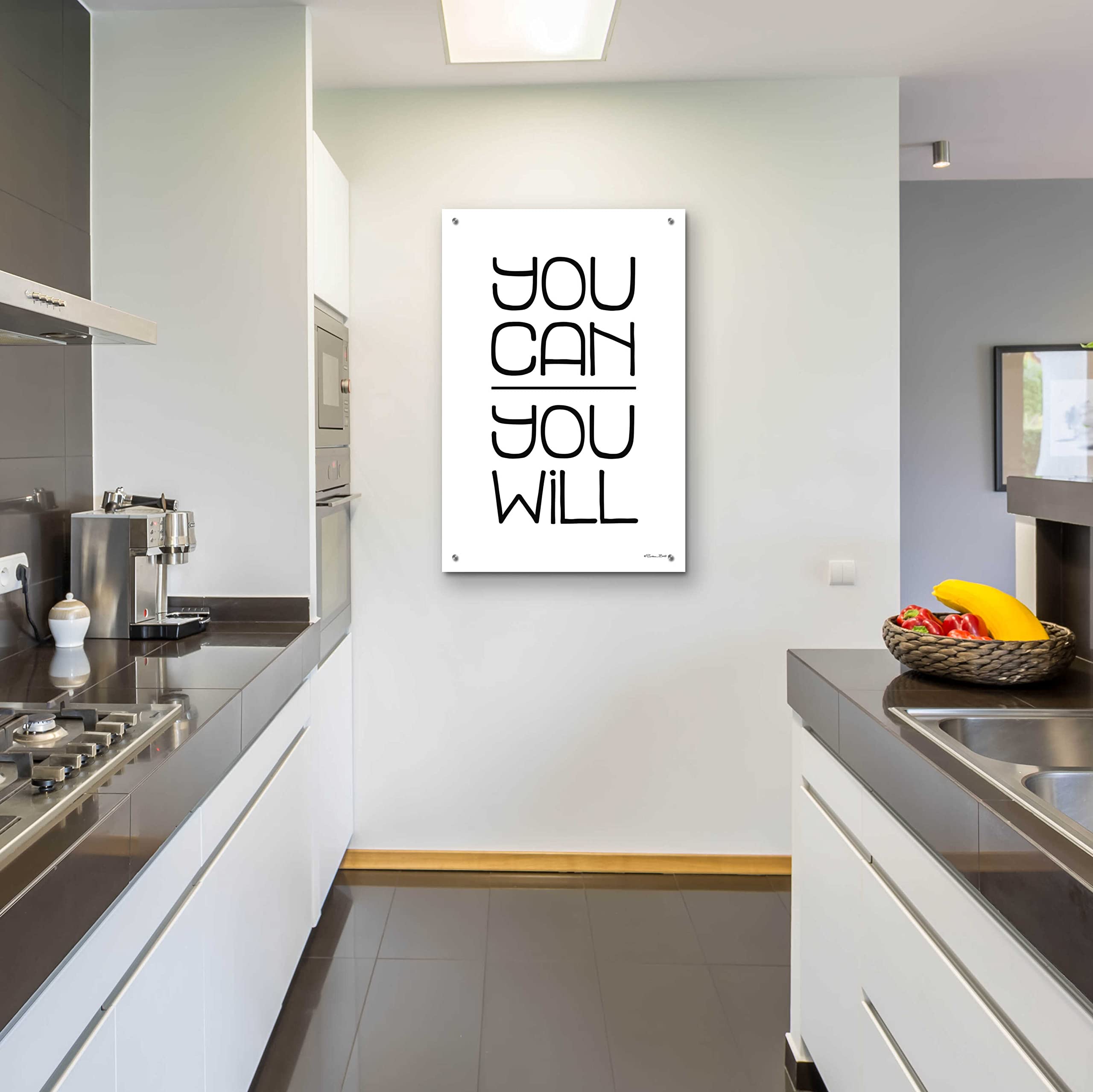 Susan Ball 'You Can, You Will' Motivational Acrylic Glass Wall Art - 24x36 Inches Inspirational Home & Office Decor for Living Room, Bedroom or Workspace