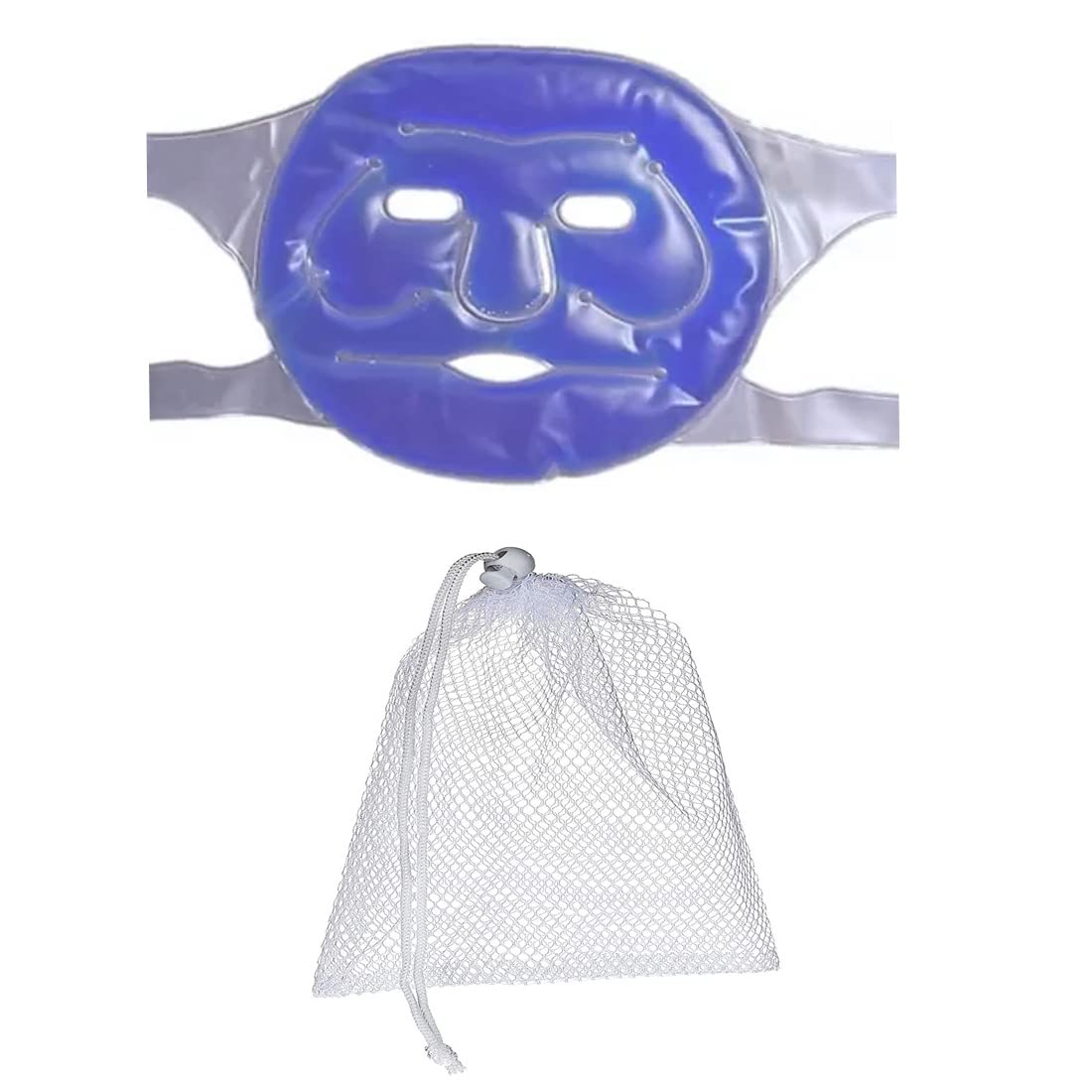 EcommerceHub® Cold & Hot Gel Face Mask for Puffy Eyes & Dark Circles - Migraine & Stress Relief, Leak-Proof Design with Adjustable Strap (1-Pack, Blue) - Includes Storage Bag | Perfect for Home Spa, Travel & Post-Workout Recovery