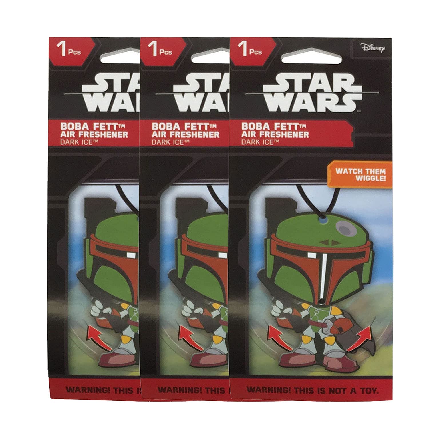 Star Wars Boba Fett Car Air Freshener Wiggler (3 Pack) - Officially Licensed Boba Fett Hanging Car Decor for Star Wars Fans - Perfect for Cars, Trucks & SUVs