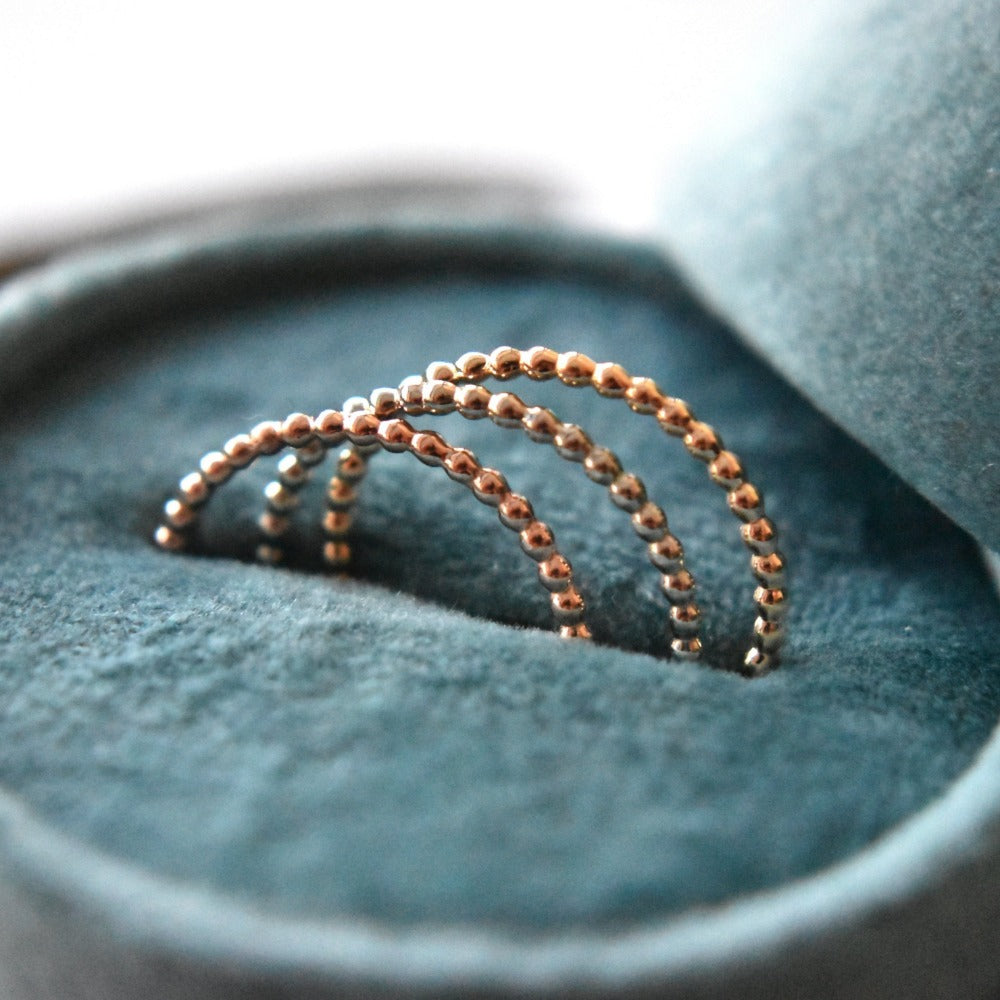 Delicate Gold Bubble Band Stacker Ring - Dainty Stackable Rings for Women - Perfect for Layering, Everyday Wear & Special Occasions
