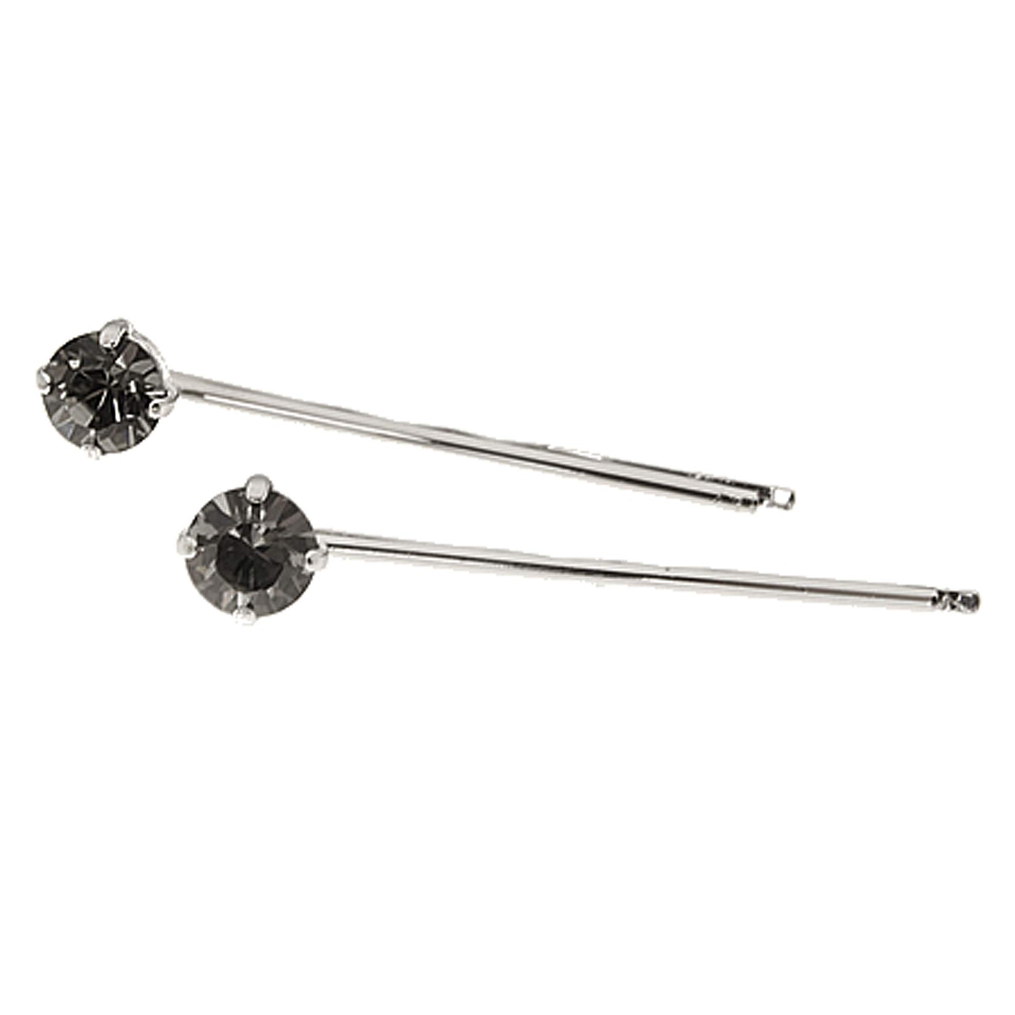 L. Erickson Little Gem Bobby Pin Pair - Black Diamond/Silver | Hair Accessories for Women | Perfect for Weddings, Prom & Everyday Styling