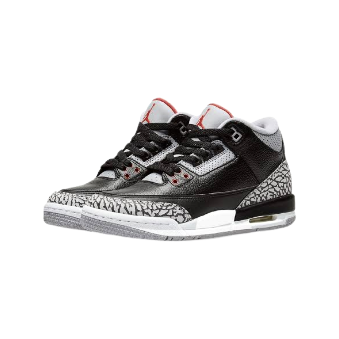 Air Jordan 3 Retro 2018 GS Sneakers - Black Fire Red Cement Grey White Basketball Shoes for Women & Girls - Perfect for Streetwear, Gym & Casual Outfits