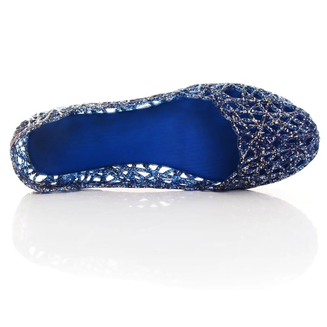 Stunning Women's Jelly Sandals Slip On Crystal Clear Beach Shoes - Soft Hollow Ballet Flats for Summer, Pool, Vacation & Outdoor Activities