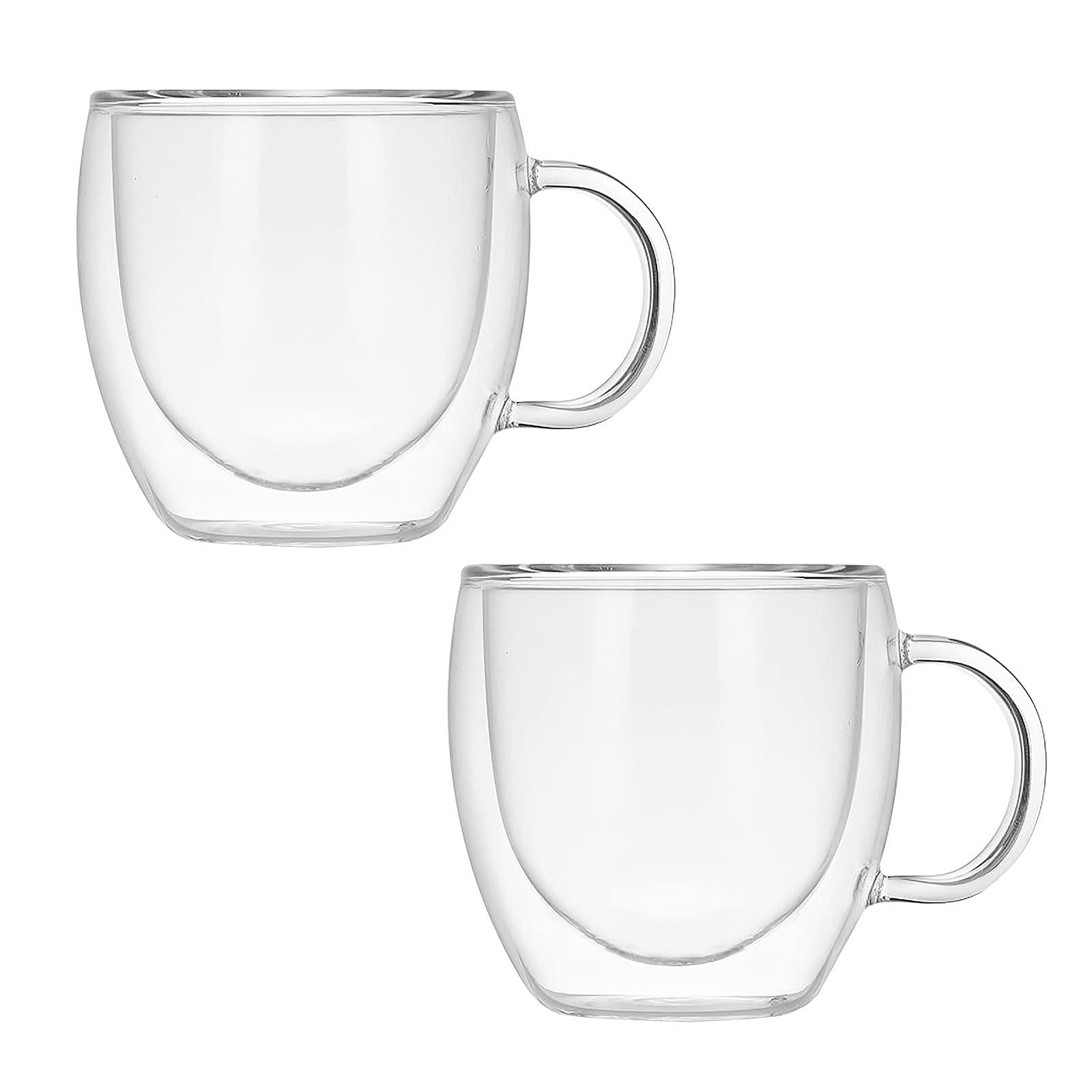 YHNHT Double Wall Insulated Glass Coffee Mugs with Handle - 2-Pack Set for Hot & Cold Beverages - Perfect for Latte, Americano, Cappuccino, Tea | Ideal for Home, Office & Cafe Use