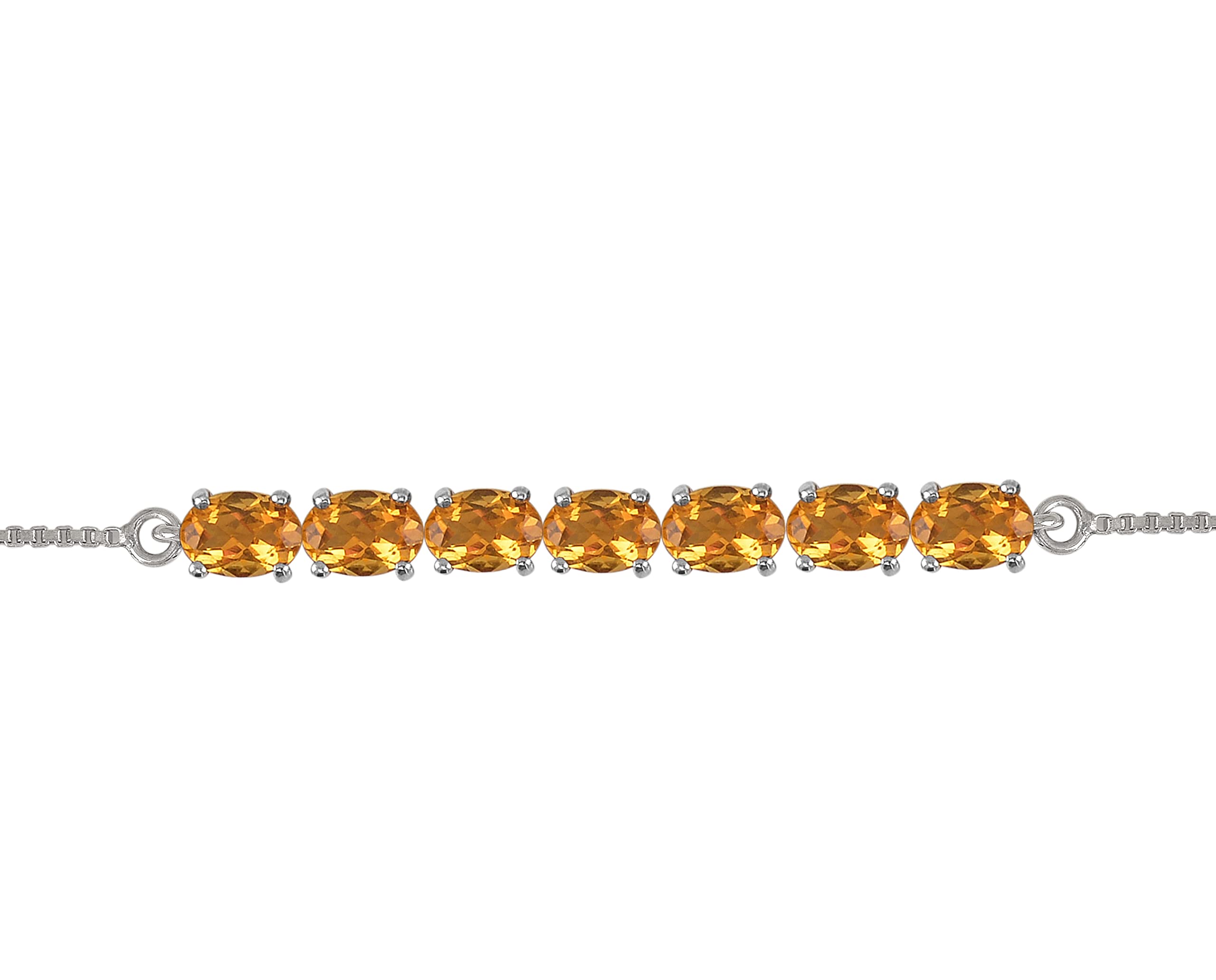 Premium 7X5 Oval 100% Natural Citrine Adjustable Sterling Silver Bolo Bracelet for Women & Girls | Elegant Jewelry Gift for Birthdays, Anniversaries & Special Occasions