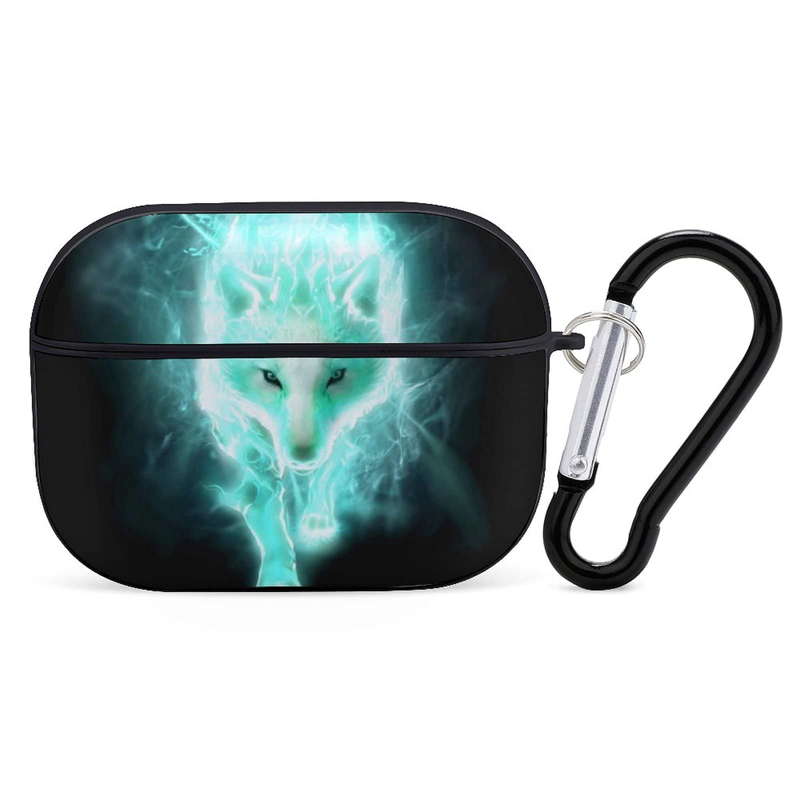 Shockproof AirPods Pro Case Cover with Keychain - Cool Cyan Walking Wolf Pattern, Wireless Charging Compatible, Unisex Protective Headphone Accessories for Gym, Travel & Daily Use