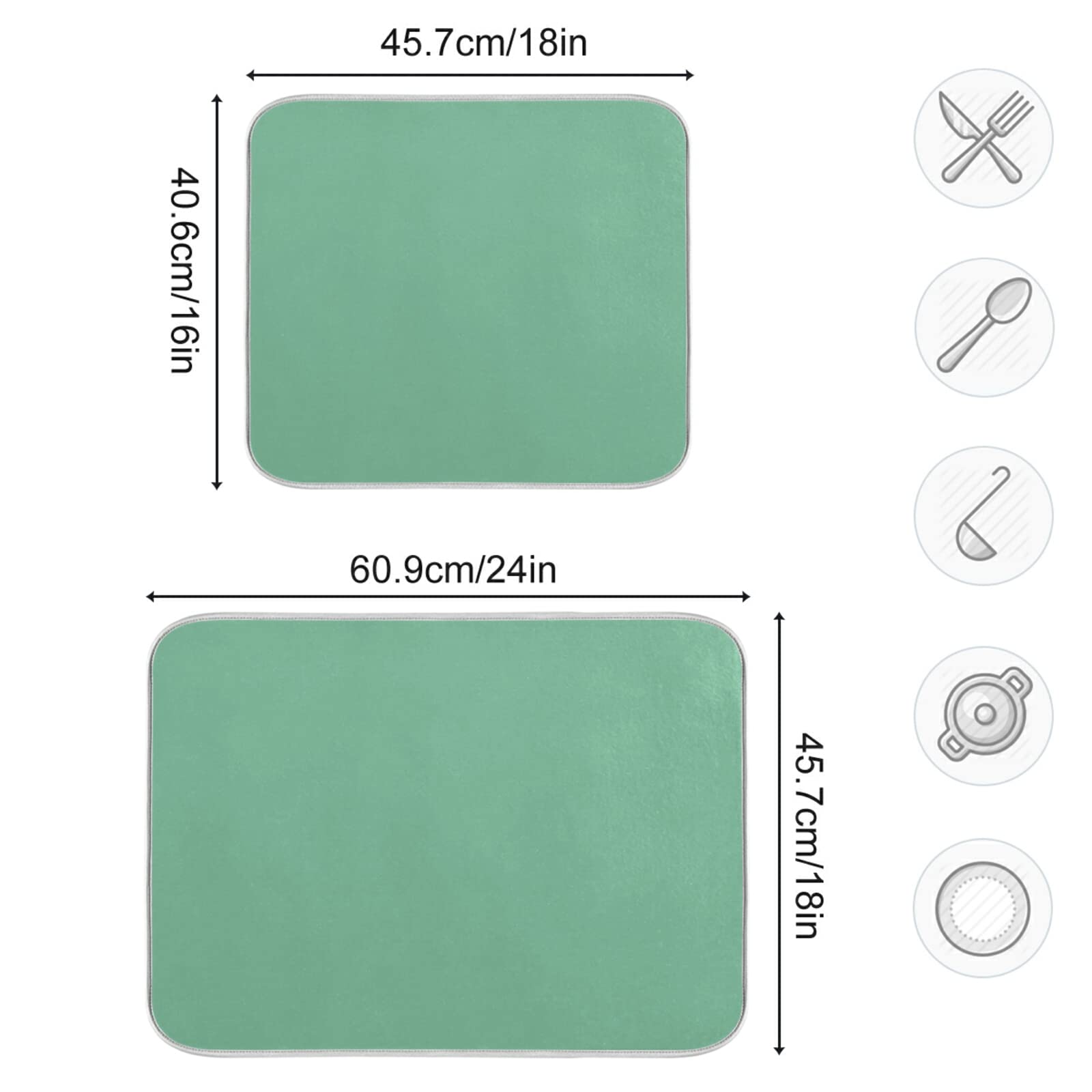 Extra Large Sage Green Microfiber Dish Drying Mat - 18x24 Inch Heat-Resistant Kitchen Counter Decor | Perfect for Drying Dishes, Utensils & Cookware - Ideal for Kitchens, RVs & Small Spaces