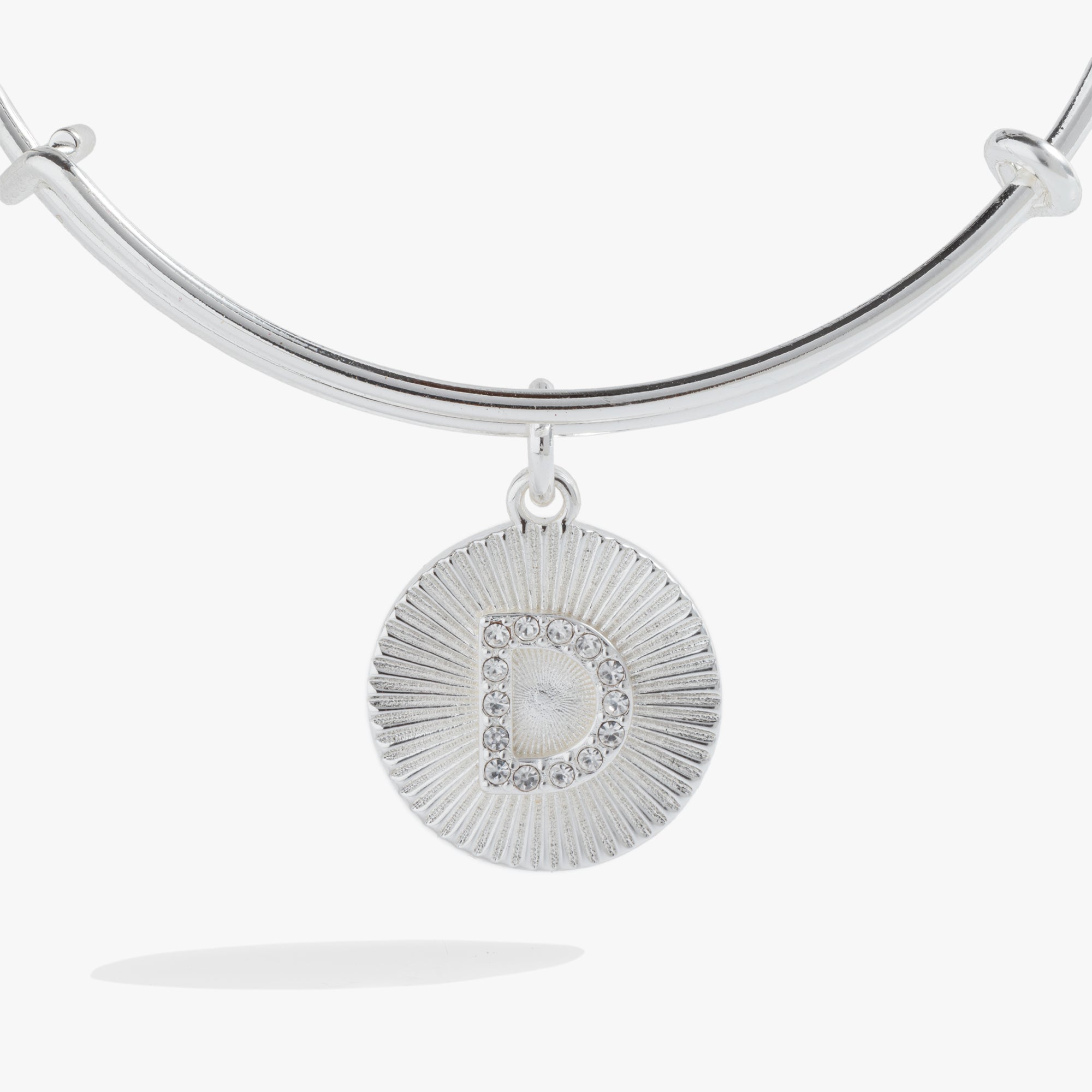 Initial D Pave Starburst Texture Bangle Bracelet - Elegant Sparkling Jewelry for Women, Perfect for Parties, Weddings & Special Occasions