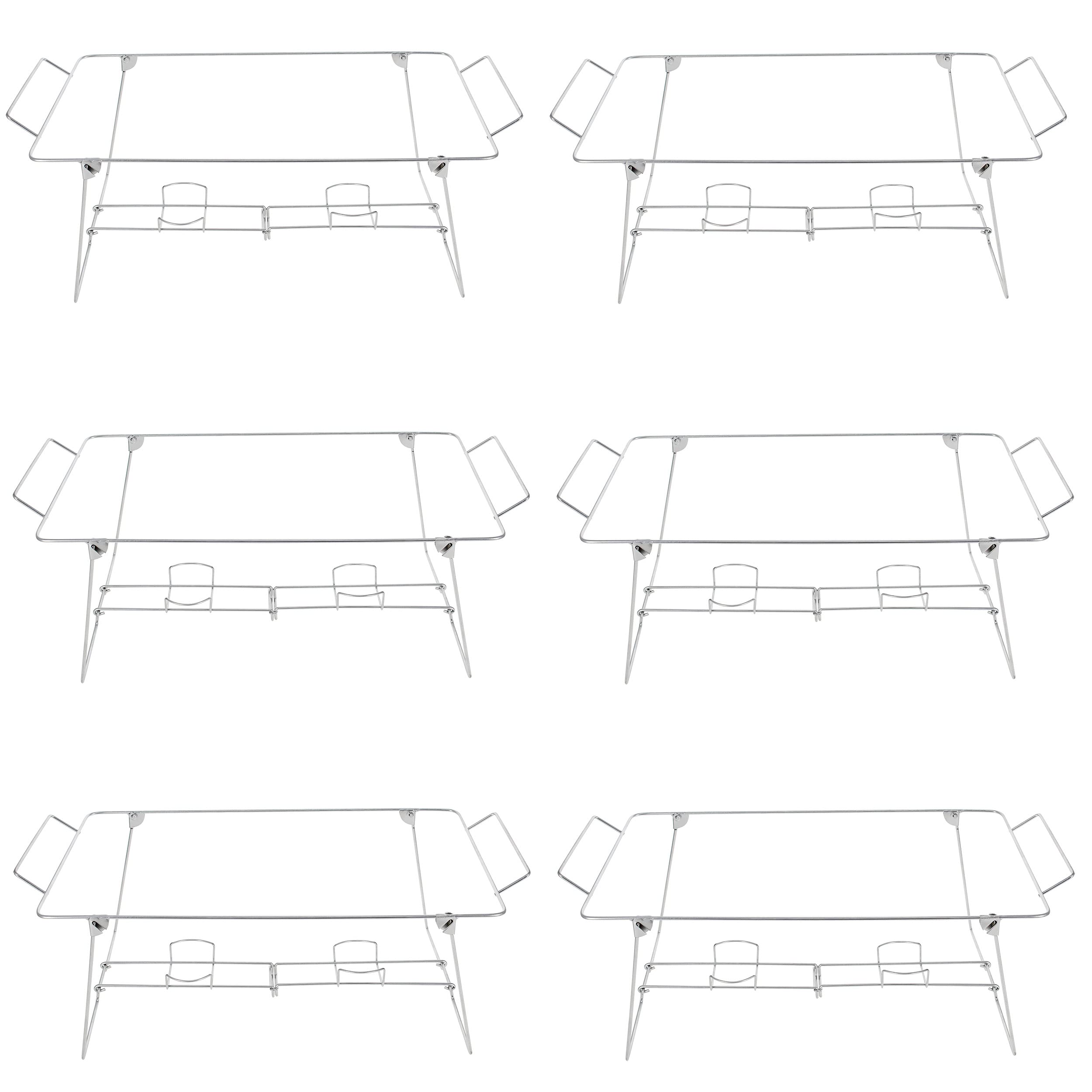 6-Pack Reusable Foldable Chafing Wire Racks for 24x12 Inch Foil Pans - Buffet Food Warmer Stand, Catering Chafer Rack, Dish Heater | Perfect for Wedding Buffets, Catering Events & Party Serving