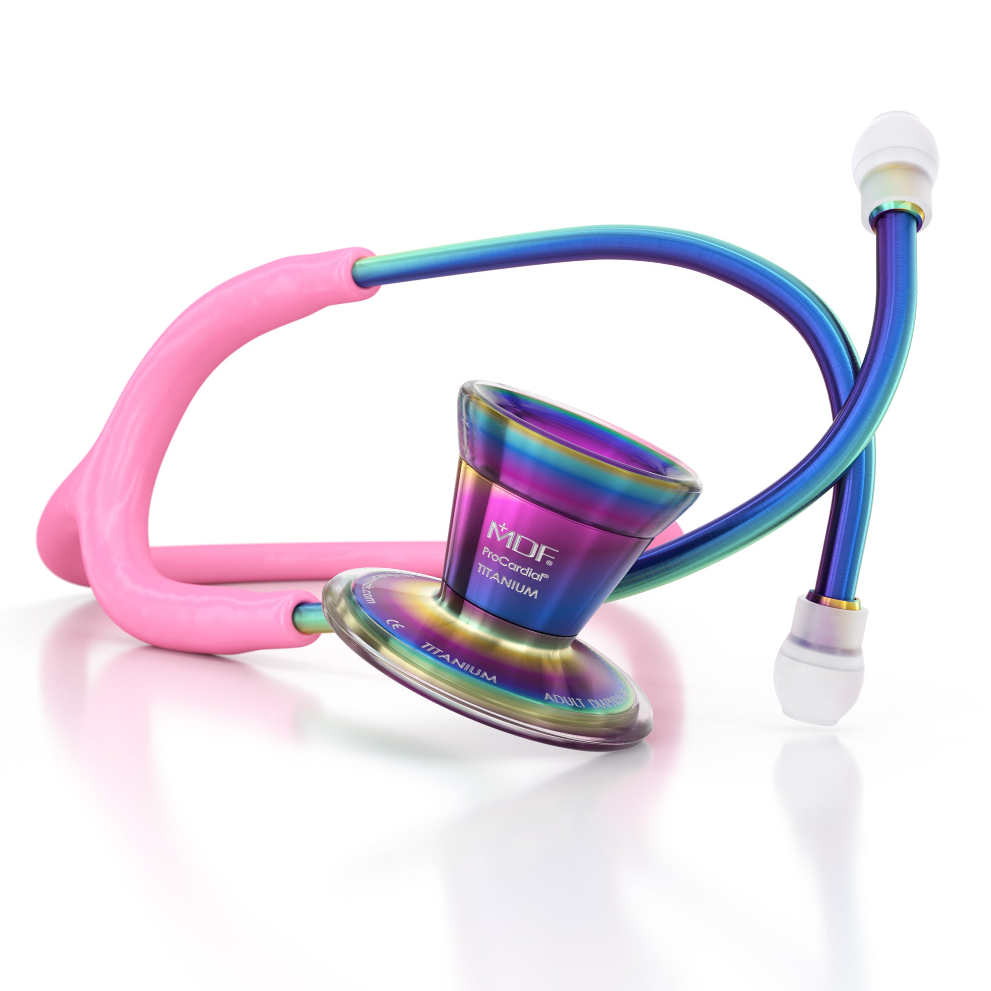ProCardial® Titanium Cardiology Stethoscope - Light Pink Kaleidoscope Design | Premium Medical Stethoscope for Doctors, Nurses & Healthcare Professionals | Ideal for Cardiac Exams, Patient Monitoring & Clinical Use