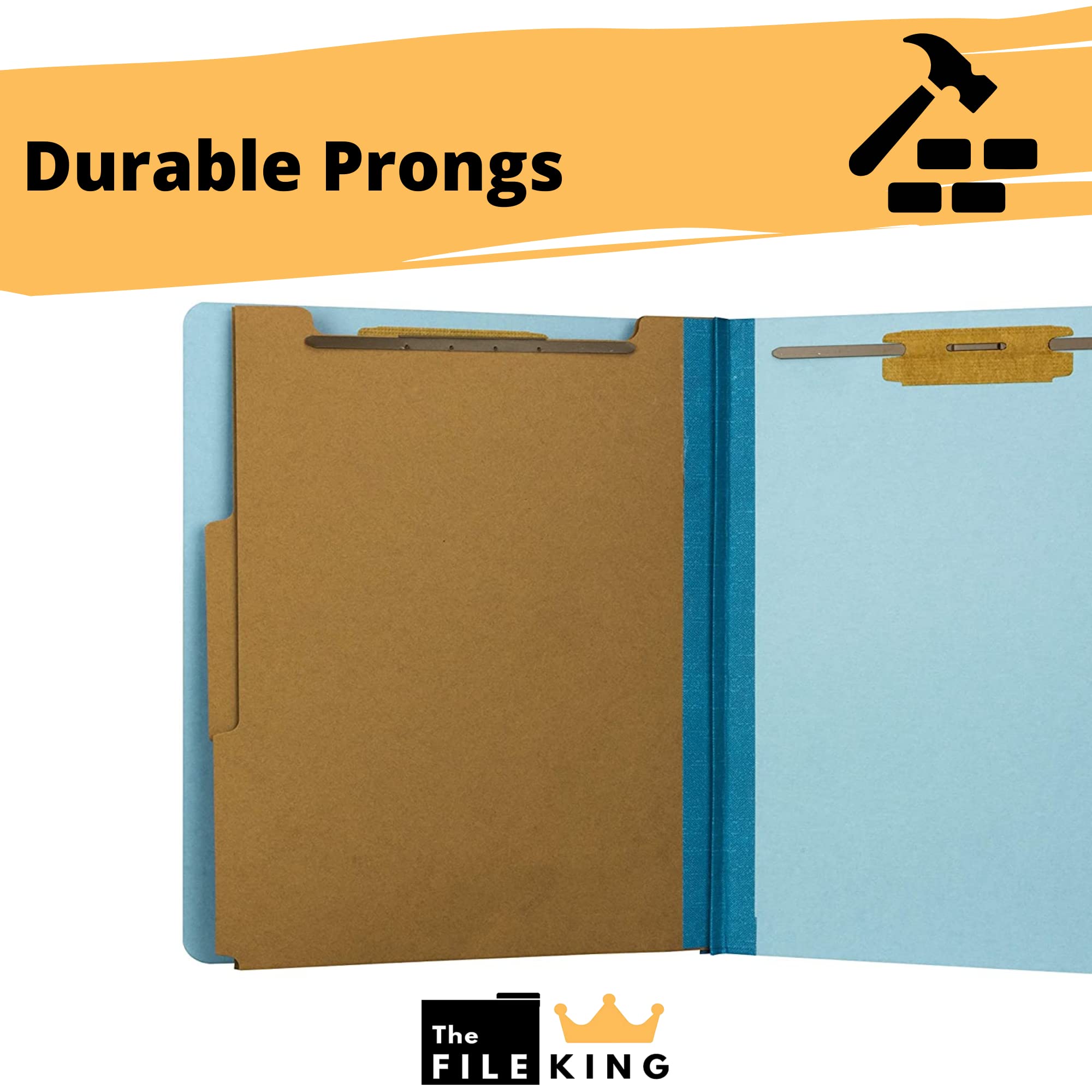 The File King 2-Inch Expansion Pressboard Classification Folders - 10 Pack, Letter Size, Pale Blue | 2 Dividers with Prongs | Made in USA | Perfect for Medical Records, Office Filing & Document Organization
