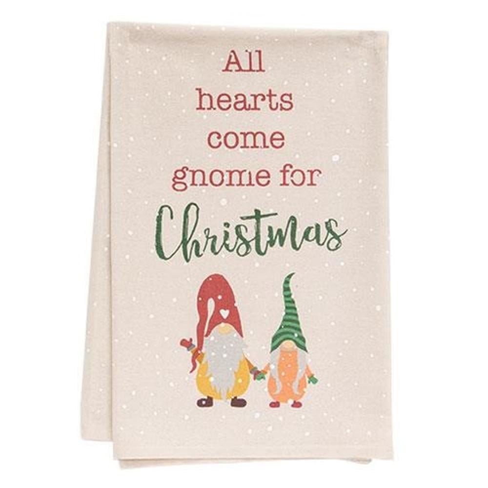 All Hearts Come Gnome Dish Towel - Cute Kitchen Towels for Baking, Cooking & Holiday Decor - Perfect Christmas Gift for Home Decor