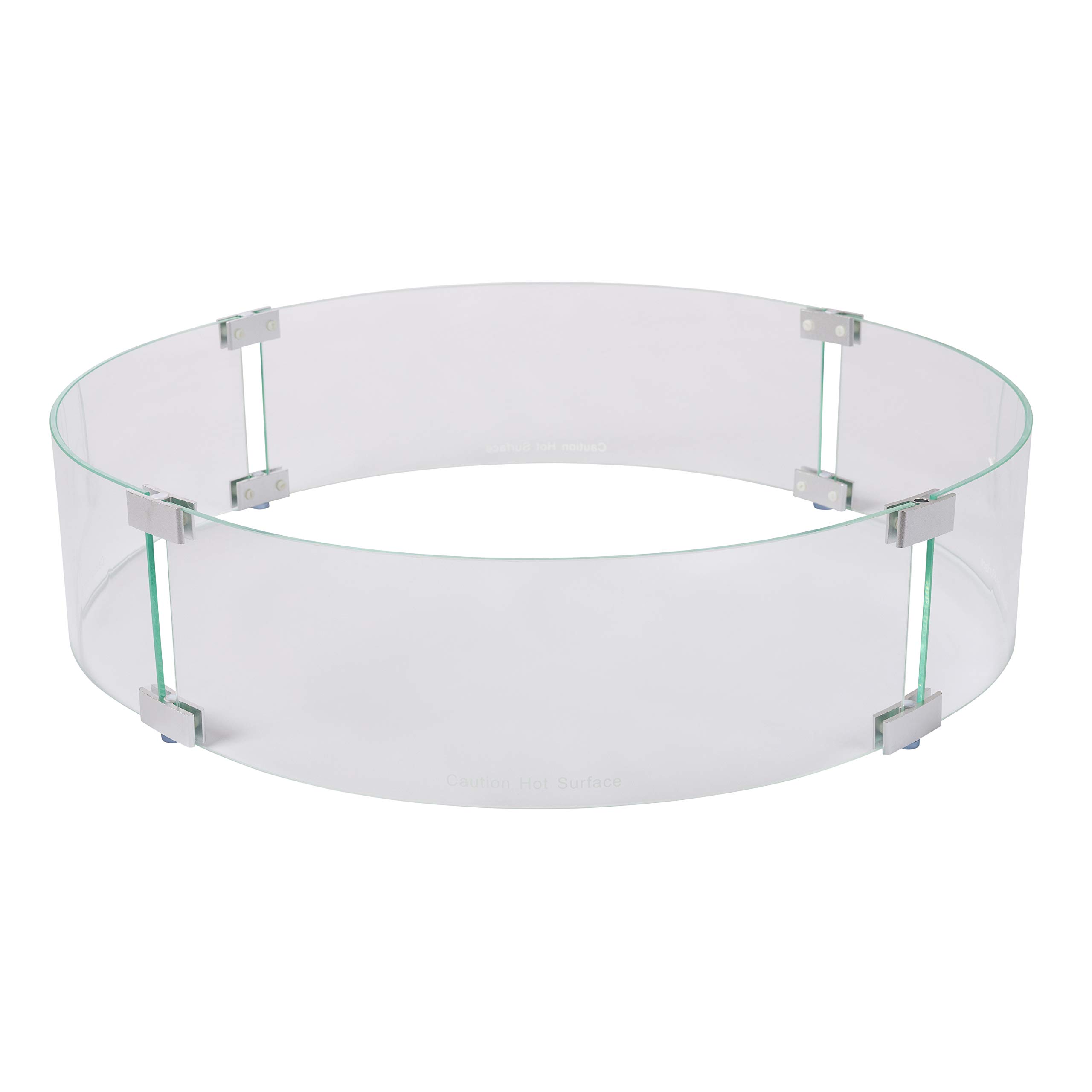 Pyromania 30-Inch Round Glass Wind Guard for Outdoor Fire Pit Tables - Perfect for Patio, Deck, and Backyard Gatherings
