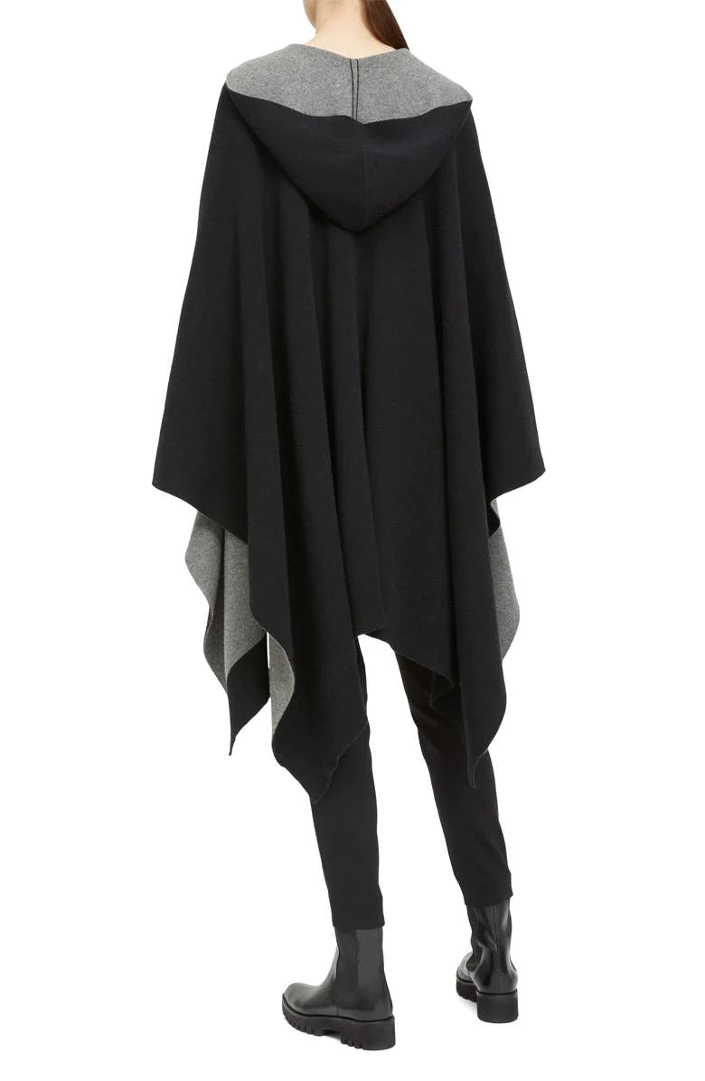 Premium Felted Wool Cashmere Hooded Poncho - Soft & Warm Winter Wear for Women, Black & Grey, Perfect for Outdoor Activities & Casual Fashion