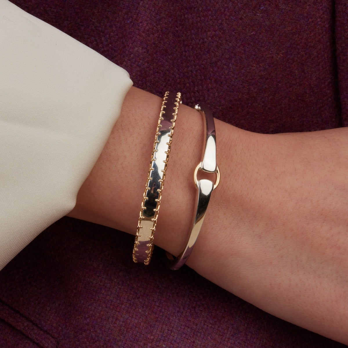 Mixed Metal Buckle Bracelet for Women - Adjustable Fashion Jewelry for Casual & Party Wear - Trendy Bangle for Everyday Style & Special Occasions
