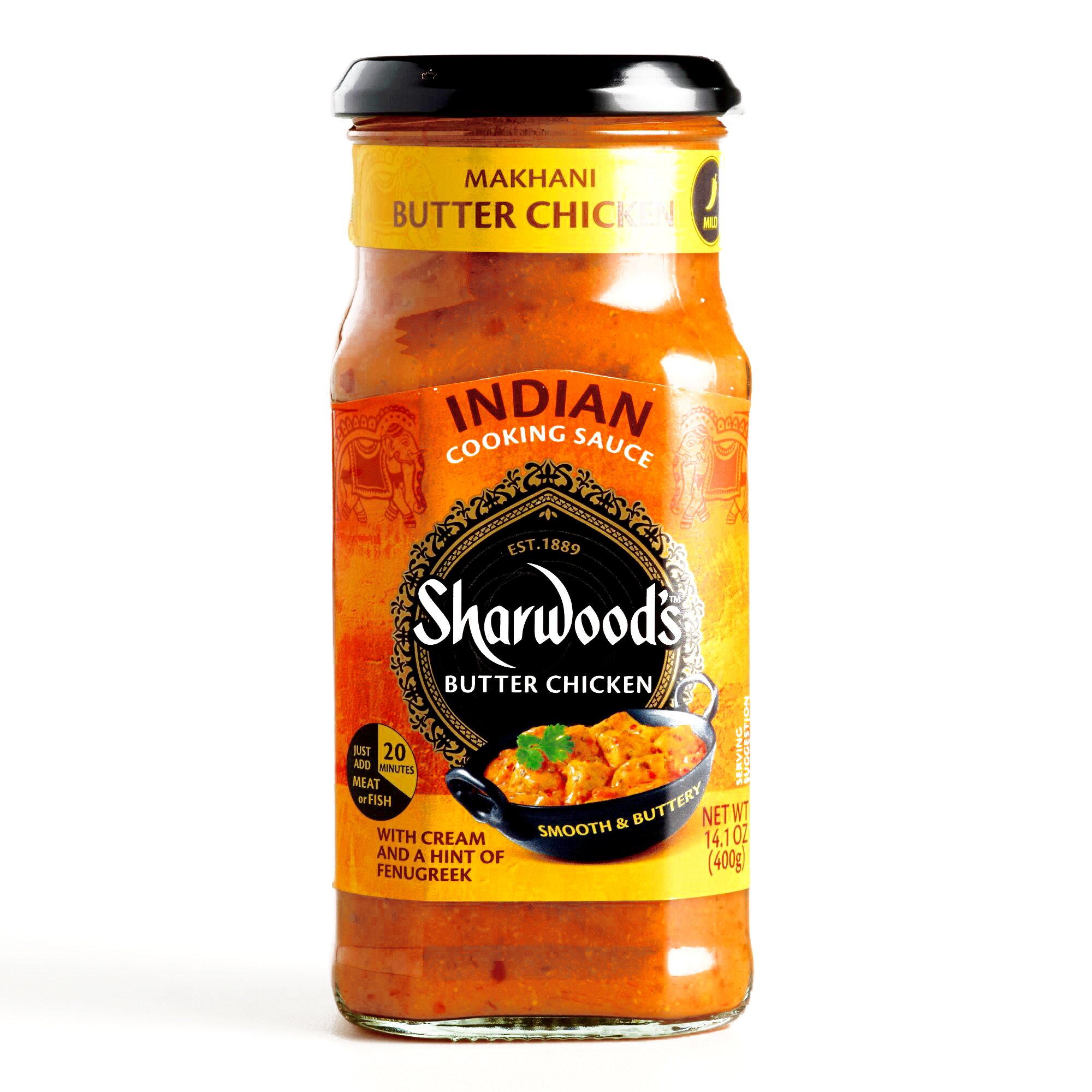 Sharwoods Makhani Butter Chicken Cooking Sauce 14.1 oz (Pack of 6) - Authentic Indian Curry Sauce for Easy Homemade Meals, Dinner Parties & Meal Prep