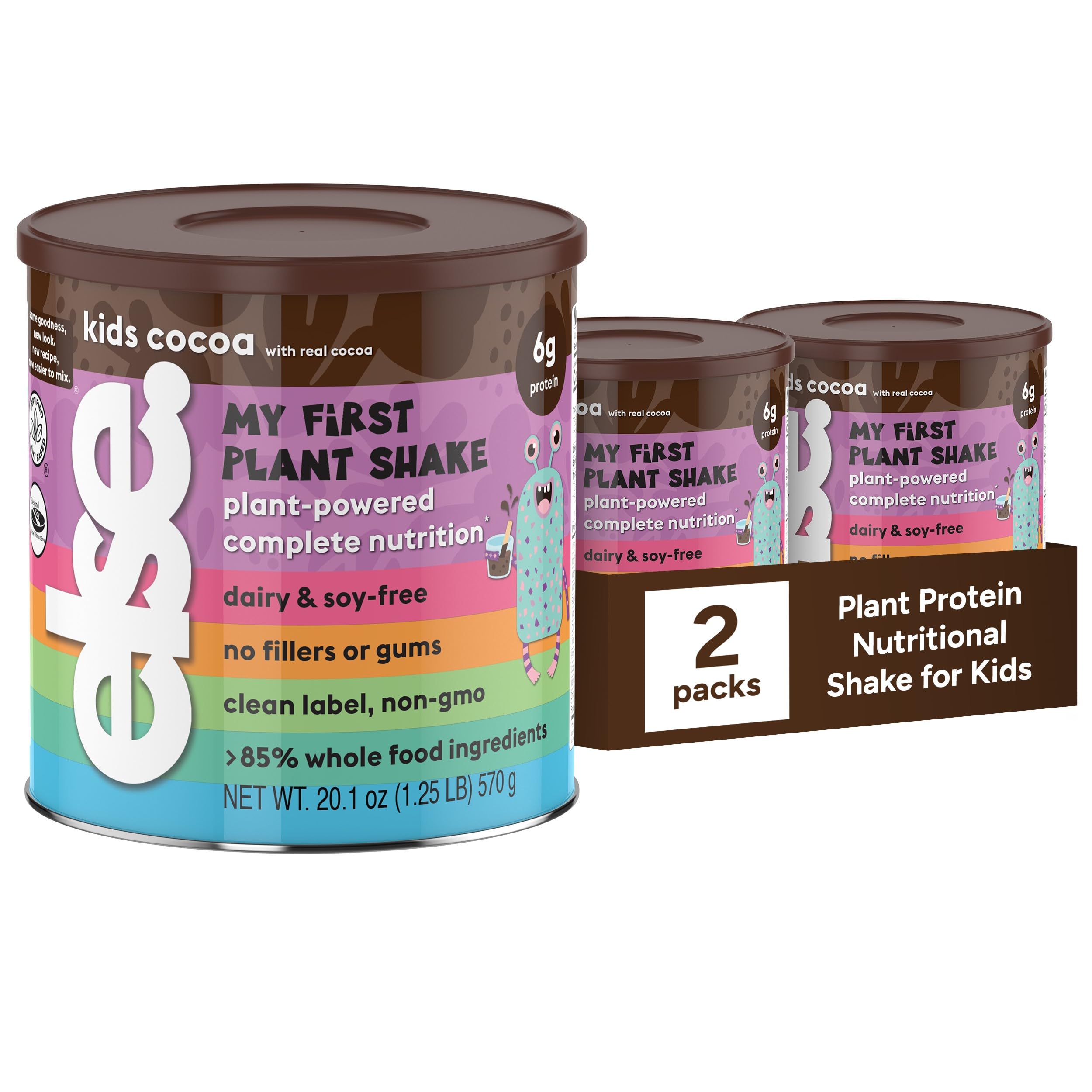 Else Nutrition Plant-Based Kids Protein Shake Powder for Ages 2-12 | Dairy-Free Complete Nutrition with Plant Protein, 25 Vitamins & Minerals | Healthy Nutrient Boost for Snacks, School Lunches & Active Play (Chocolate, 2-Pack)
