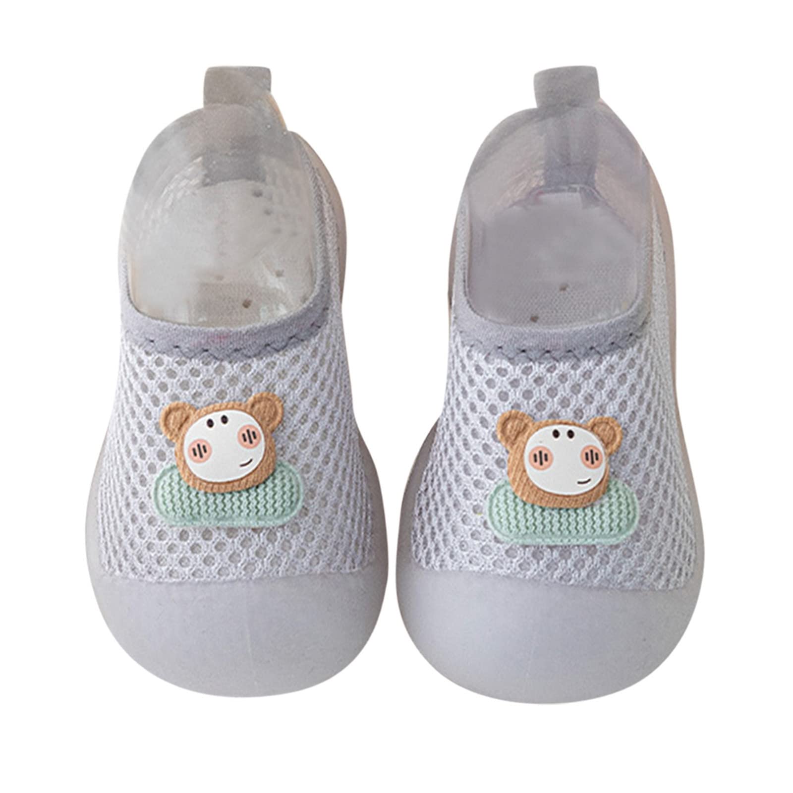 **Non-Slip Baby Toddler Shoes for Boys & Girls - Breathable Mesh Animal Print Cartoon Socks (Grey, 18-24 Months) - Perfect for Indoor Play, Crawling & First Steps**