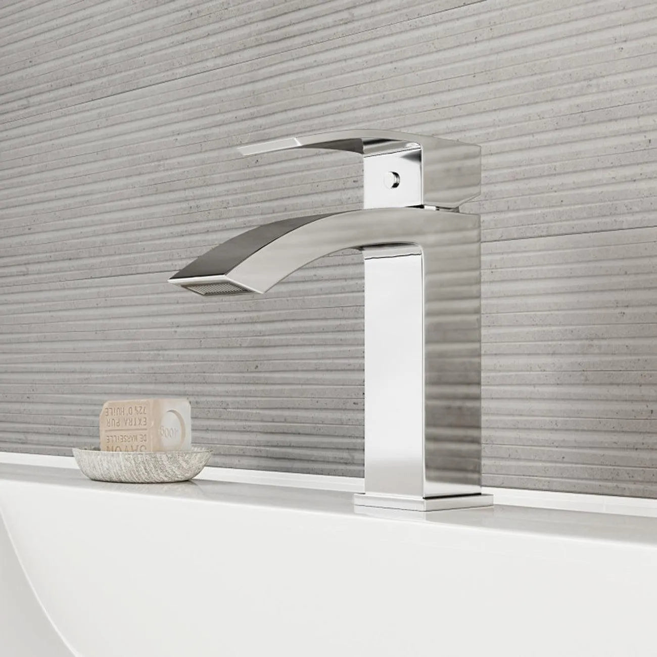 Premium Bathroom Sink Faucet B11103 - Modern Single Handle Waterfall Bathroom Faucet with Ceramic Disc Valve for Home, Hotel & Commercial Use