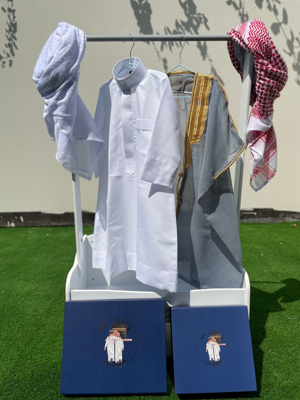 Premium Baby Boy Thobe Gift Set - Grey Bisht for 0-12 Months | 4-Piece Islamic Outfit for Newborns & Infants | Perfect for Eid, Aqiqah & Special Occasions