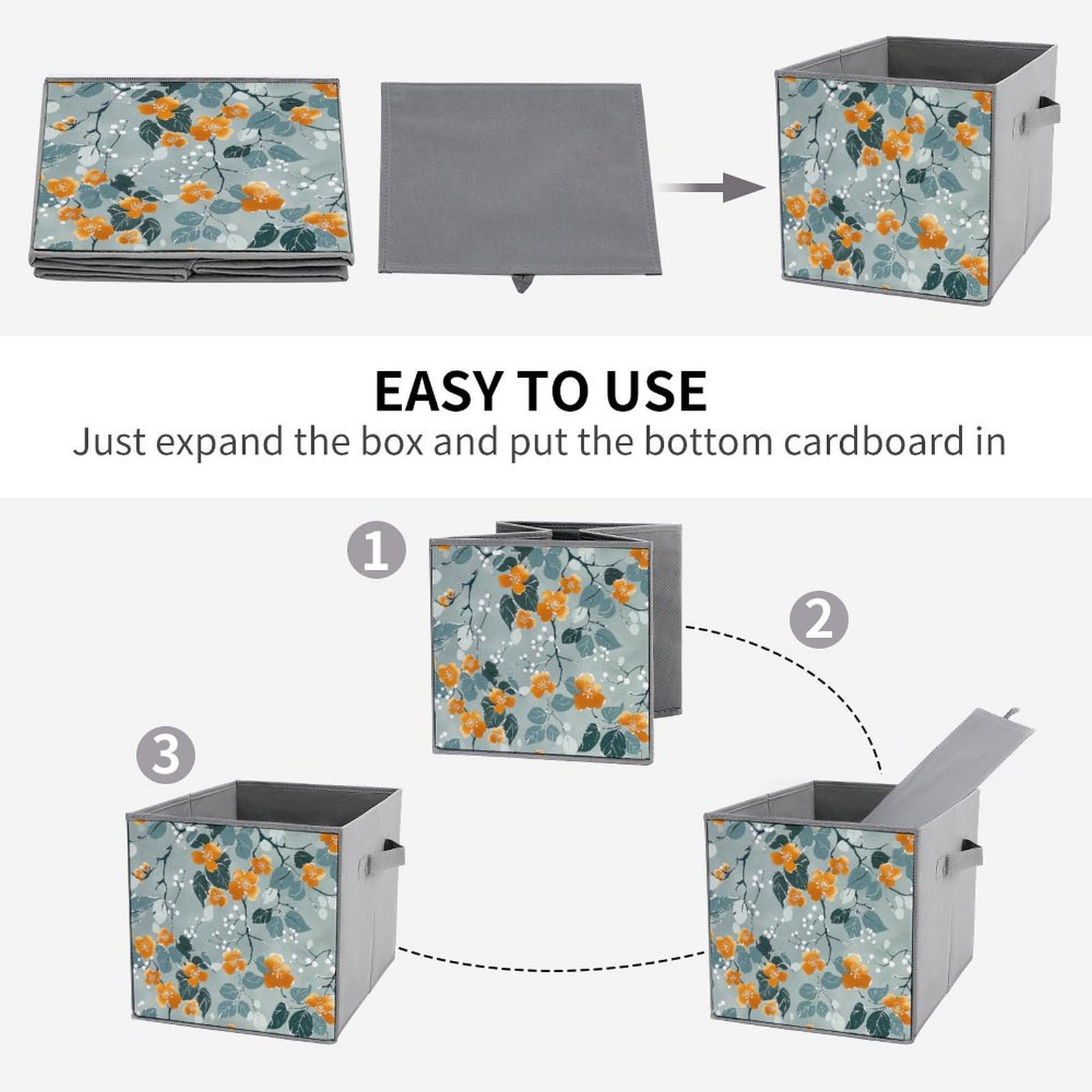 2-Pack Foldable Fabric Storage Bins with Handles - Collapsible Closet Organizer Baskets for Clothes, Toys & Home Organization (Floral Pattern) - Perfect for Bedroom, Nursery & Small Space Storage Solutions