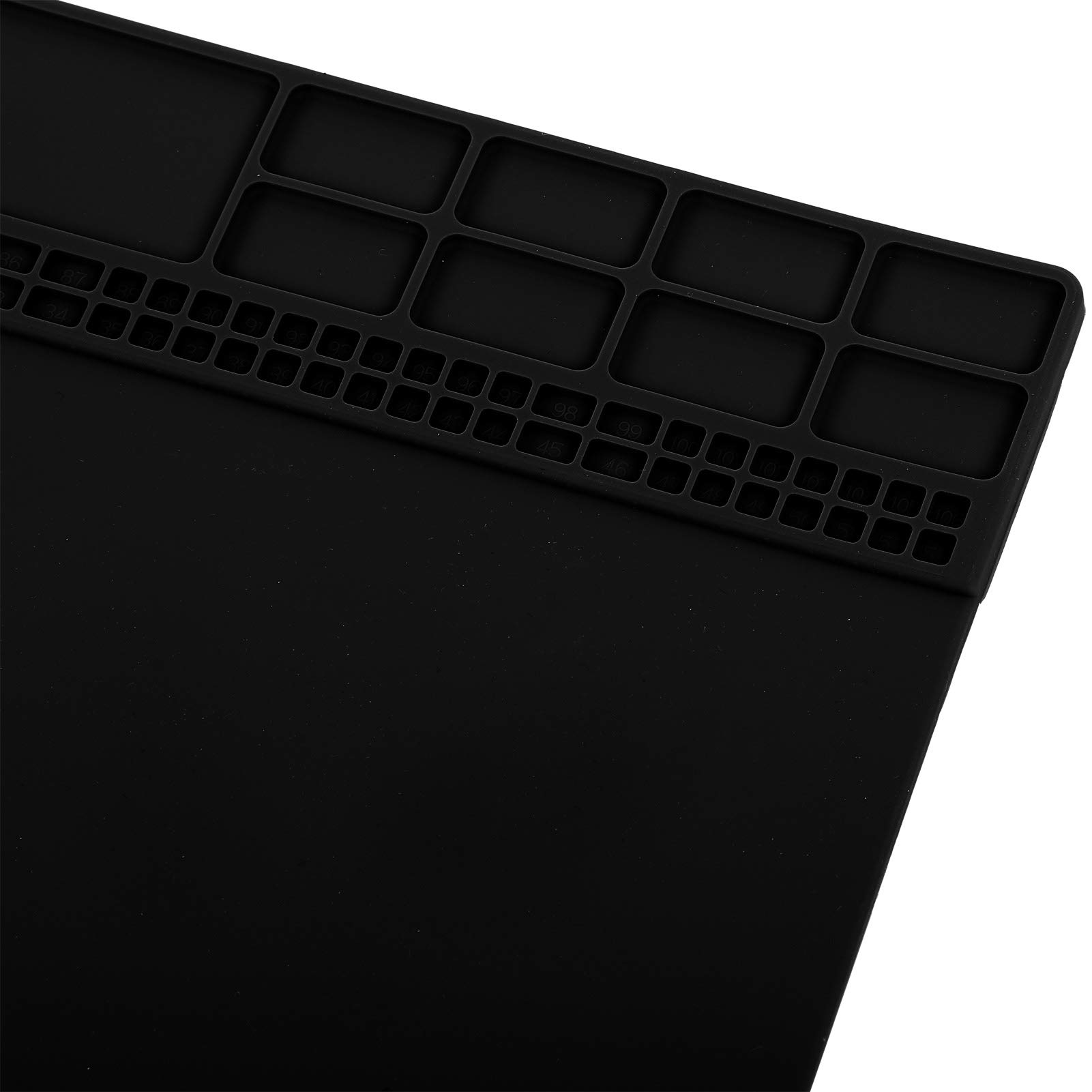 Heat Resistant Repair Pad - Silicone Soldering Mat for Electronics Repair, Phone & Computer Maintenance - Non-Slip Workstation Tool with Screw Storage Compartment (Black) - Perfect for DIY Tech Repairs & Soldering Projects