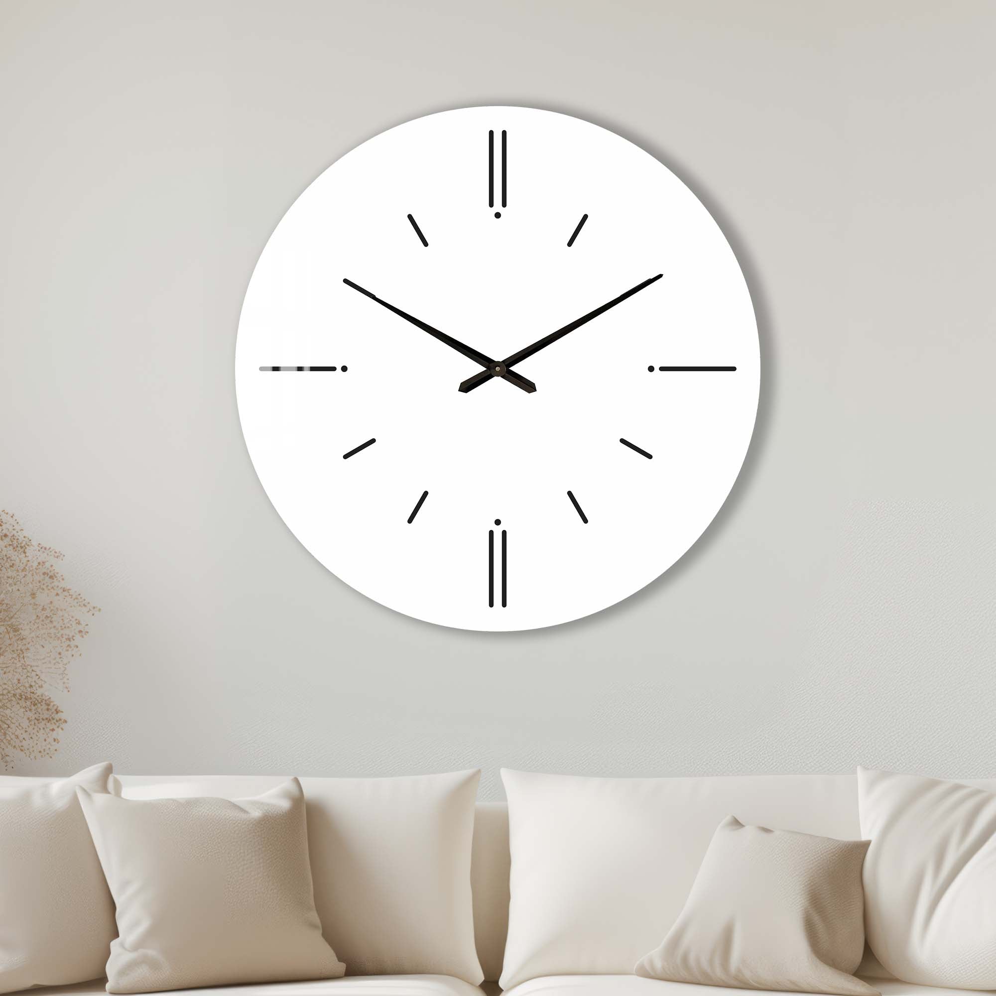 Minimalist White Glass Wall Clock - Modern Home & Office Decor - Perfect for Living Room, Bedroom, and Kitchen