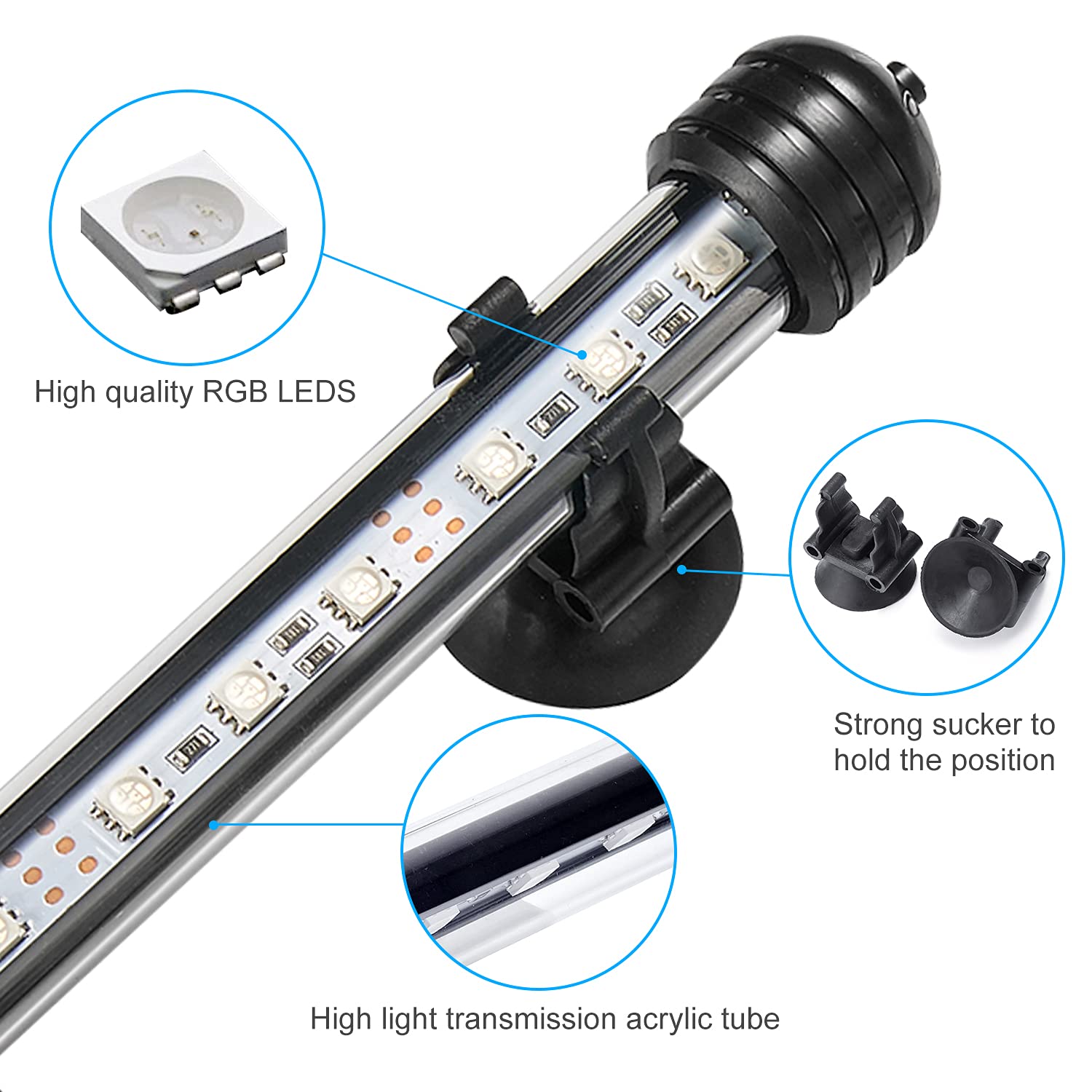GreenSun Submersible LED Aquarium Light - 7 Inch Waterproof Fish Tank Light with APP Control for Freshwater & Saltwater Tanks | Perfect for Coral Growth, Planted Tanks & Night Viewing