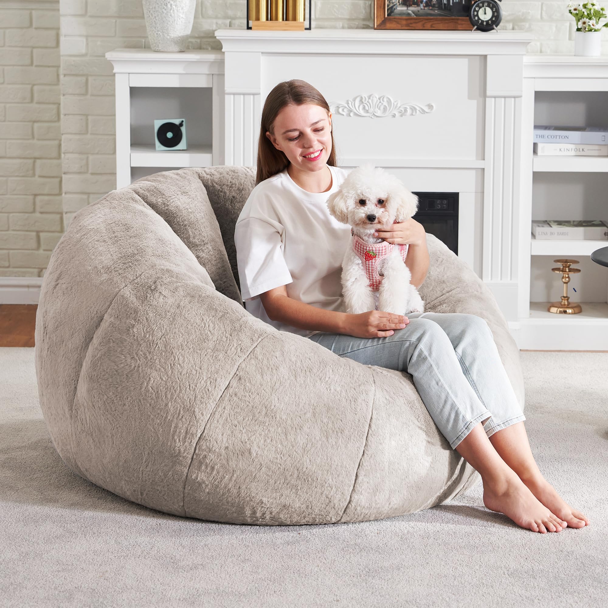 Hobestluk Large Bean Bag Chair for Adults - Oversized Comfy Bean Bag Sofa with Spacious Design, Perfect for Reading, Gaming, Movie Nights & Relaxing (Brown) - Living Room, Bedroom, Dorm & Lounge Essential