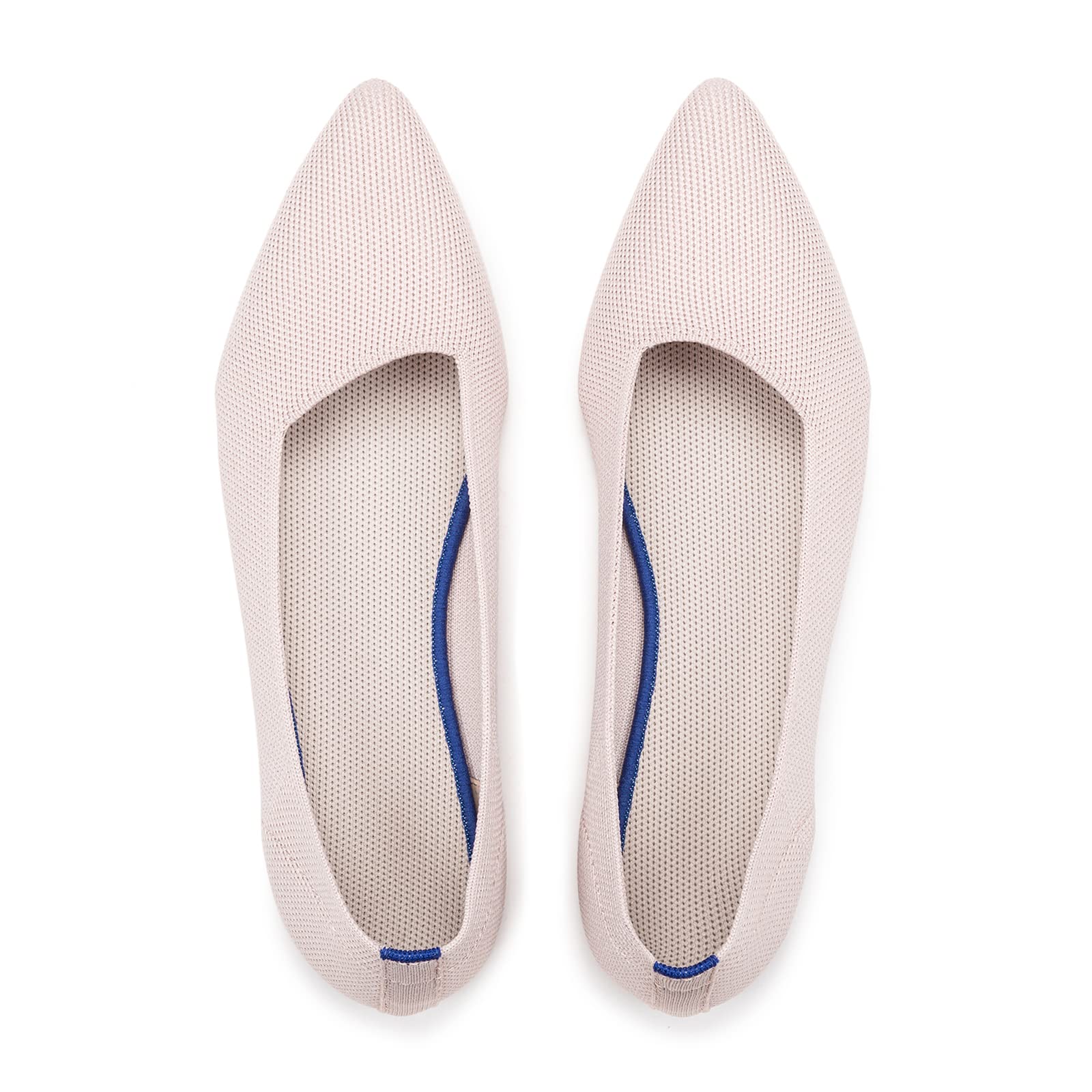 Women's Pointed Toe Ballet Flats - Knit Dress Shoes with Low Wedge | Comfortable Slip On Flats for Women | Classic Soft Ballet Shoes for Work, Office & Casual Wear