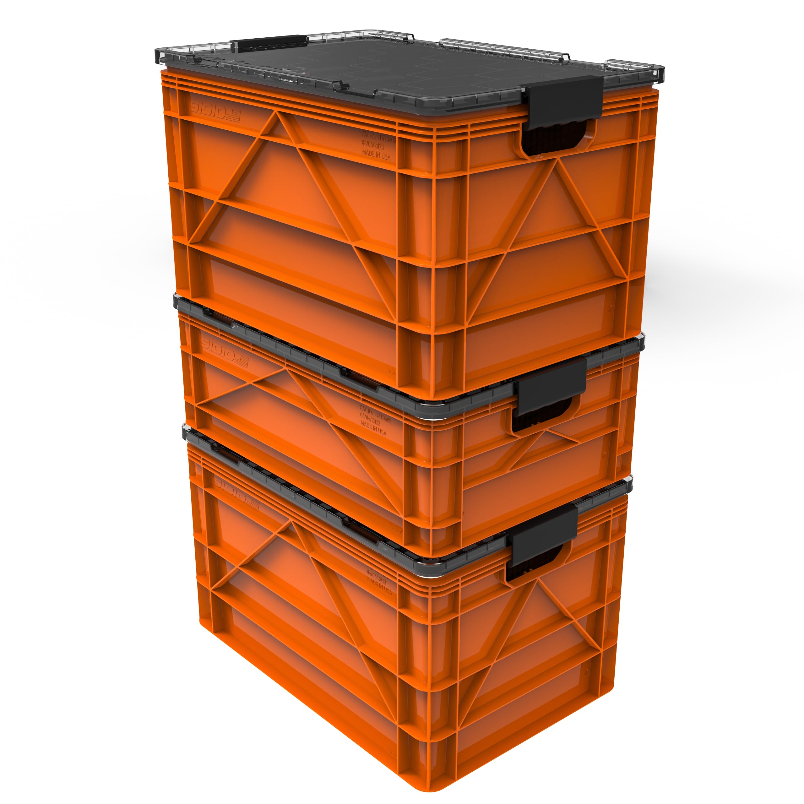 Heavy Duty Stackable Storage Bins with Lids - 2 Full-Size & 1 Half-Size Plastic Organizer Totes for Home, Office, Garage & Outdoor Use | Durable Containers with Dividers for Closet, Pantry, Toy & Tool Organization