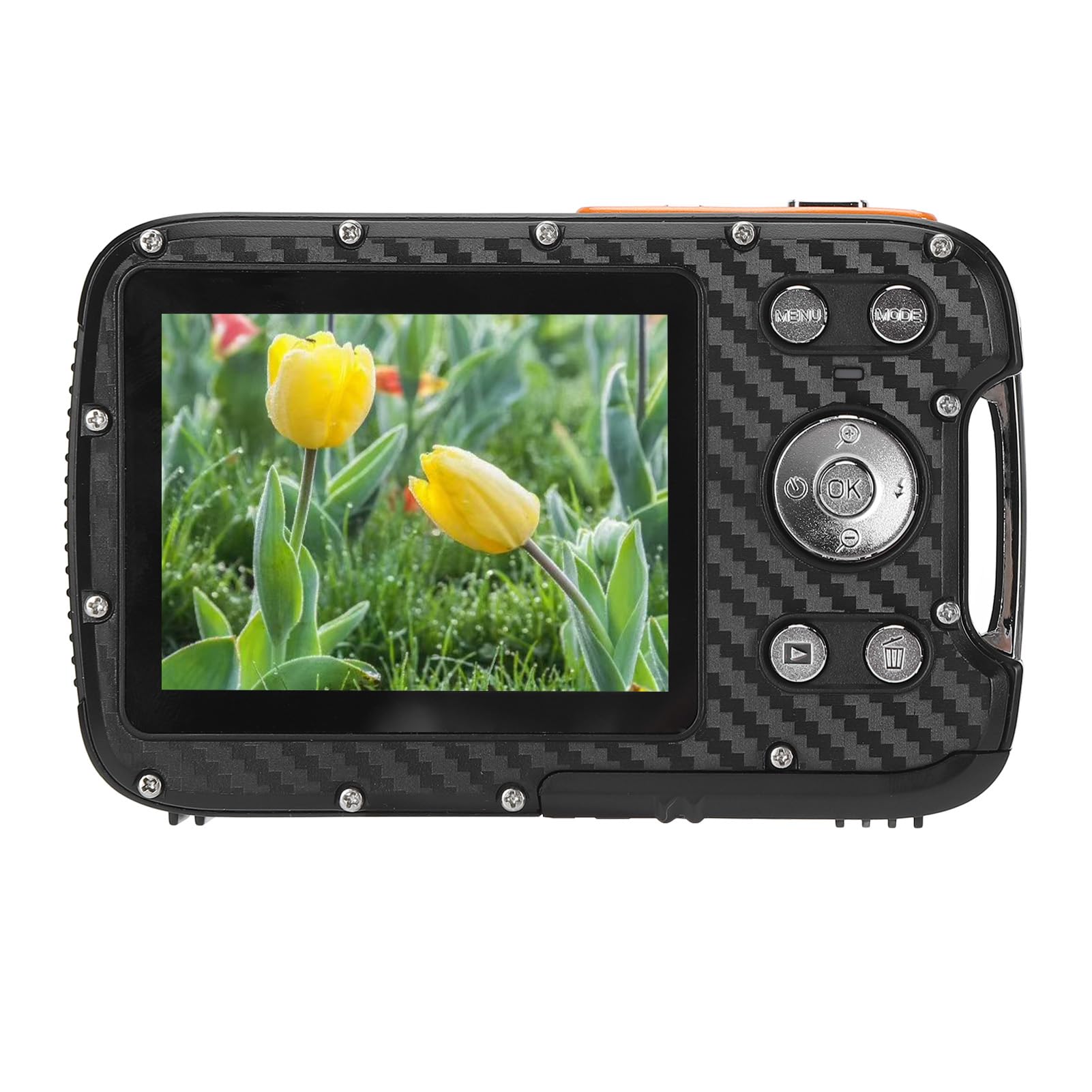 16.4ft Underwater Digital Camera with Face Detection - 21MP Waterproof Action Camera for Diving, Snorkeling & Swimming - 1080P HD Video & Panoramic Shooting (Orange)