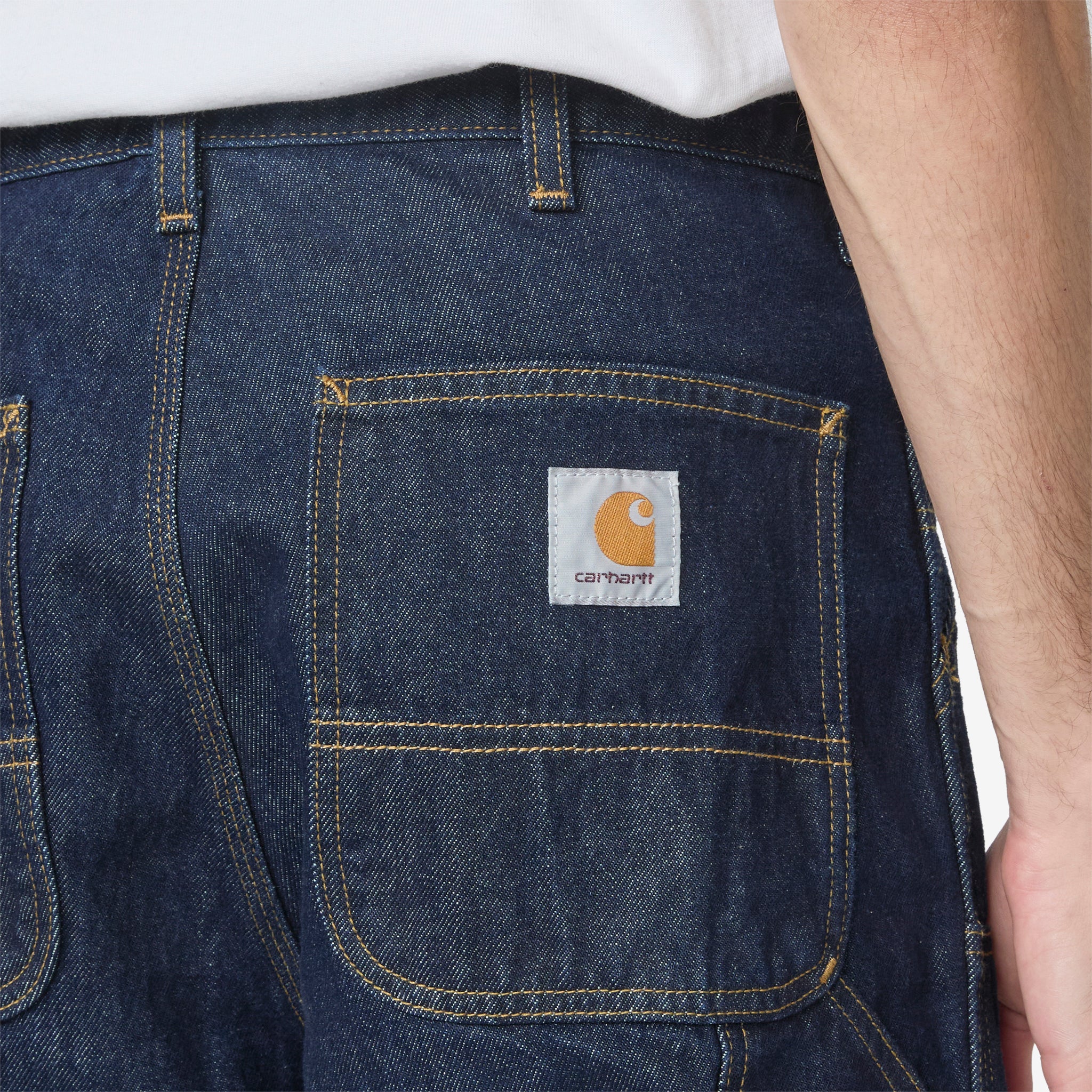 Double Knee Work Pants - Blue Rinsed Denim for Men | Durable Workwear for Construction, Carpentry & Outdoor Jobs