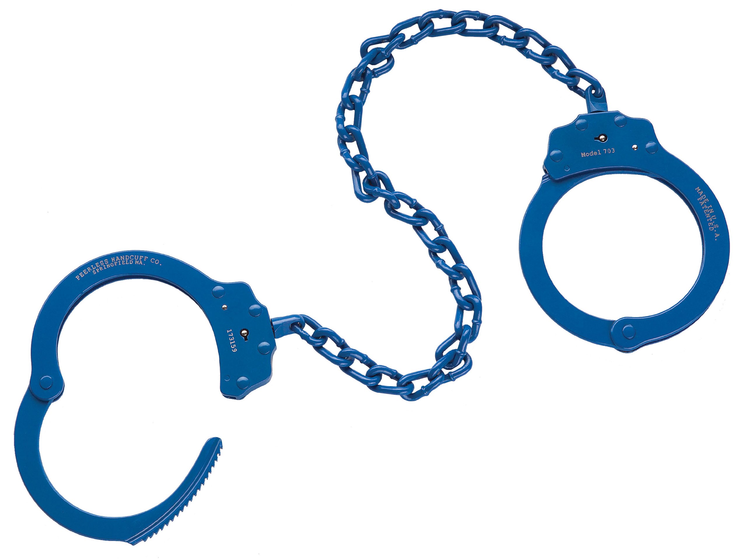 755B Oversized Leg Iron in Blue - Heavy Duty Restraint for Security, Law Enforcement, and Escape Room Scenarios