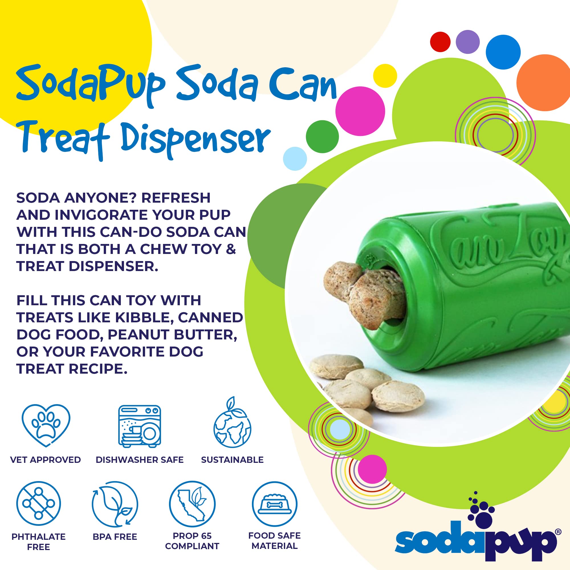 **SodaPup Soda Can Dog Toy – Non-Toxic Natural Rubber Chew & Treat Dispenser for Mental Stimulation & Anxiety Relief – Durable USA-Made for Aggressive Chewers – Perfect for Playtime & Training**