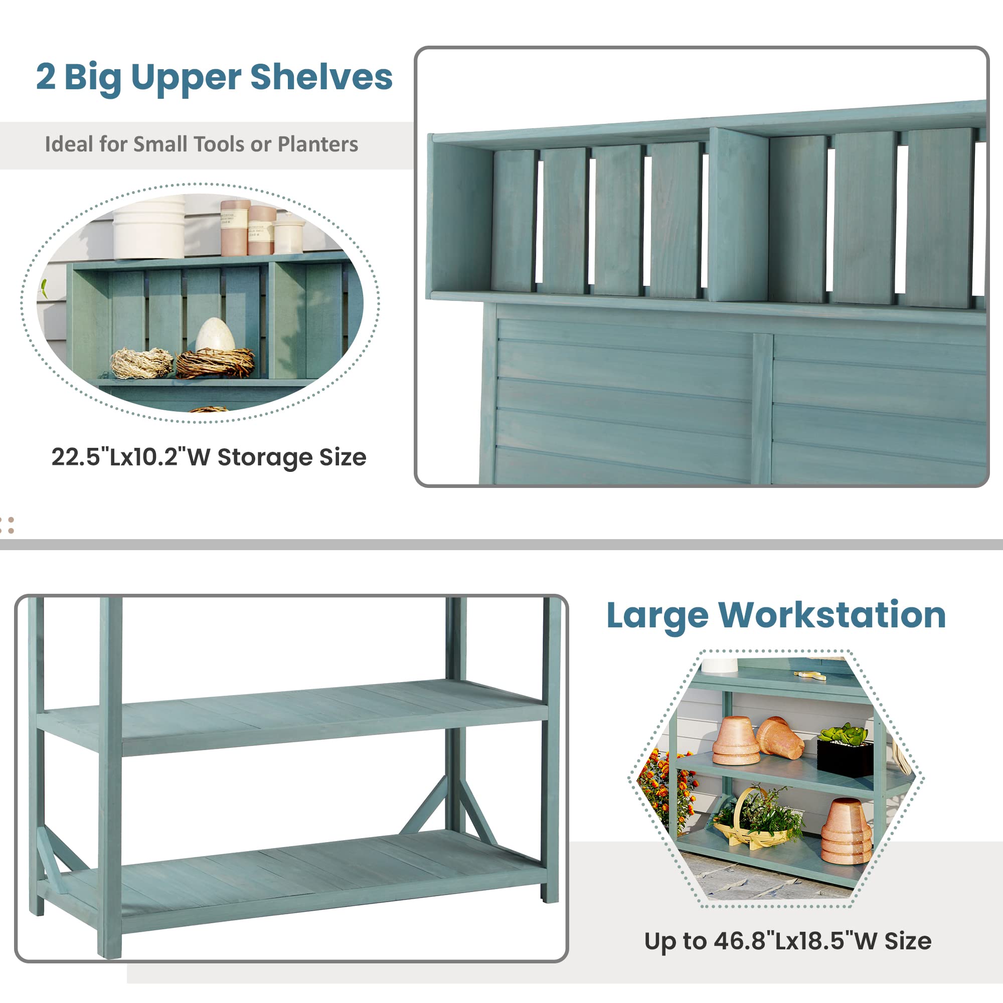Rustic Farmhouse Outdoor Potting Bench - 65