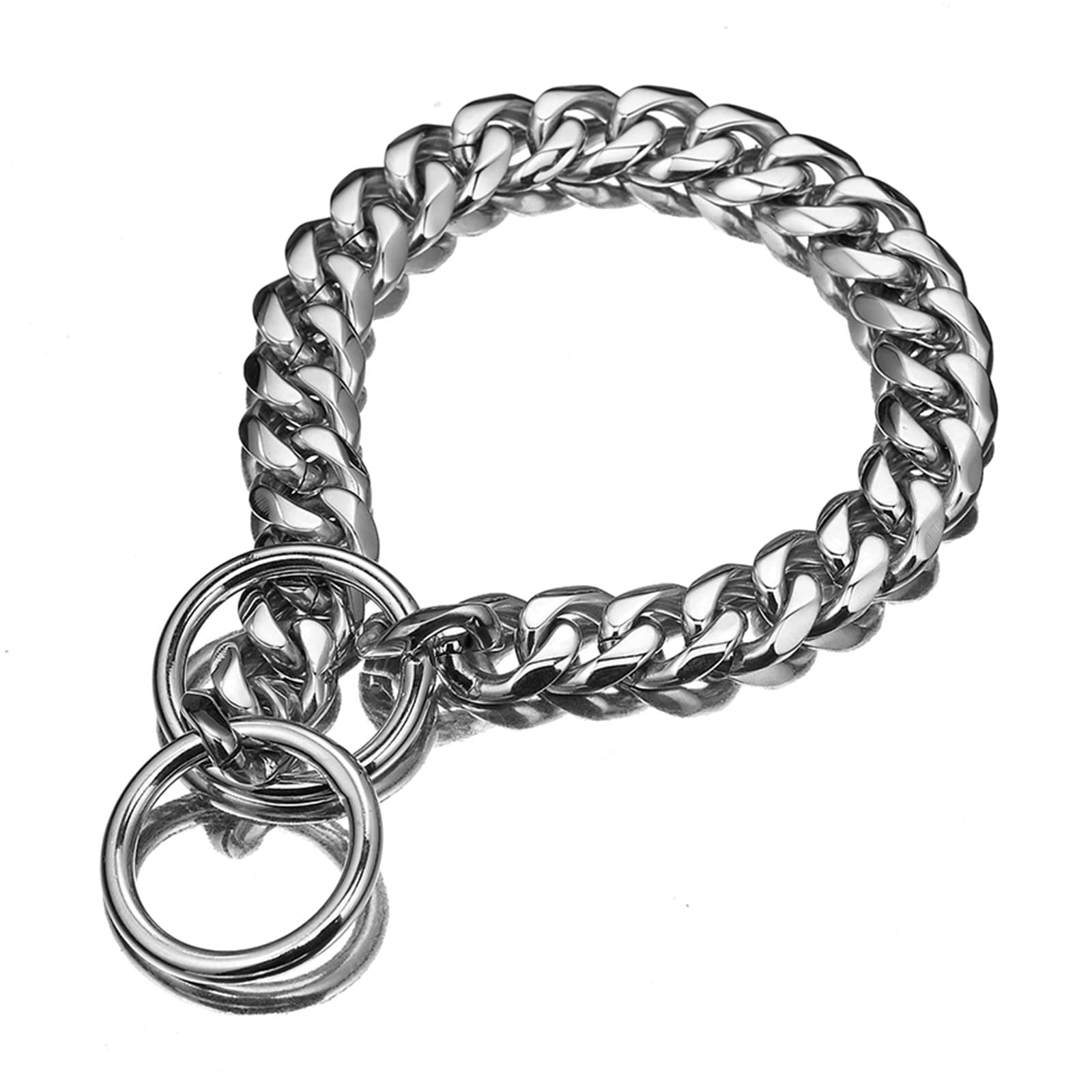 Premium Silver Cuban Chain Dog Collar - Adjustable 10mm (10-24 inches) with Custom ID Tag for Small, Medium & Large Dogs | Stylish & Durable Pet Accessory for Daily Walks, Training & Fashion