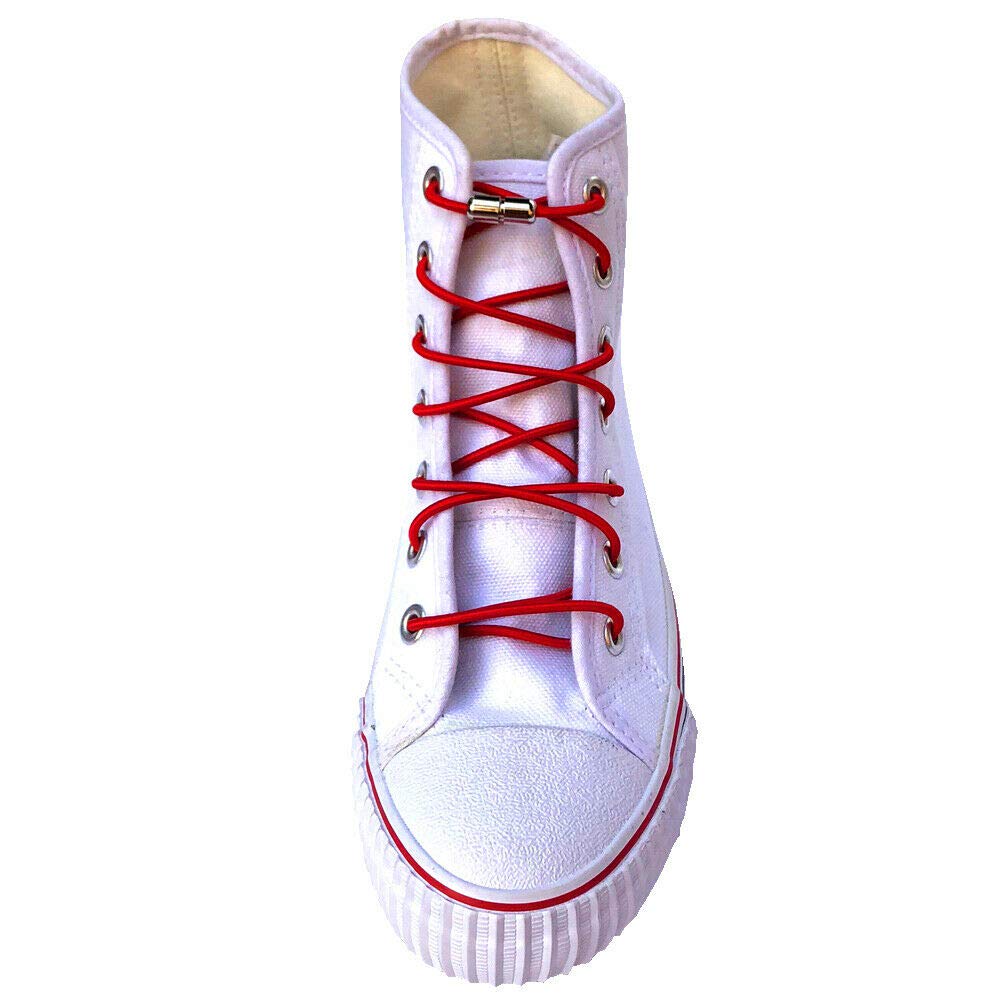 No Tie Elastic Shoelaces with Metal Buckle Lock - Round Bungee Shoe Laces for Running, Walking & Sports - Adjustable & Durable for Adults & Kids