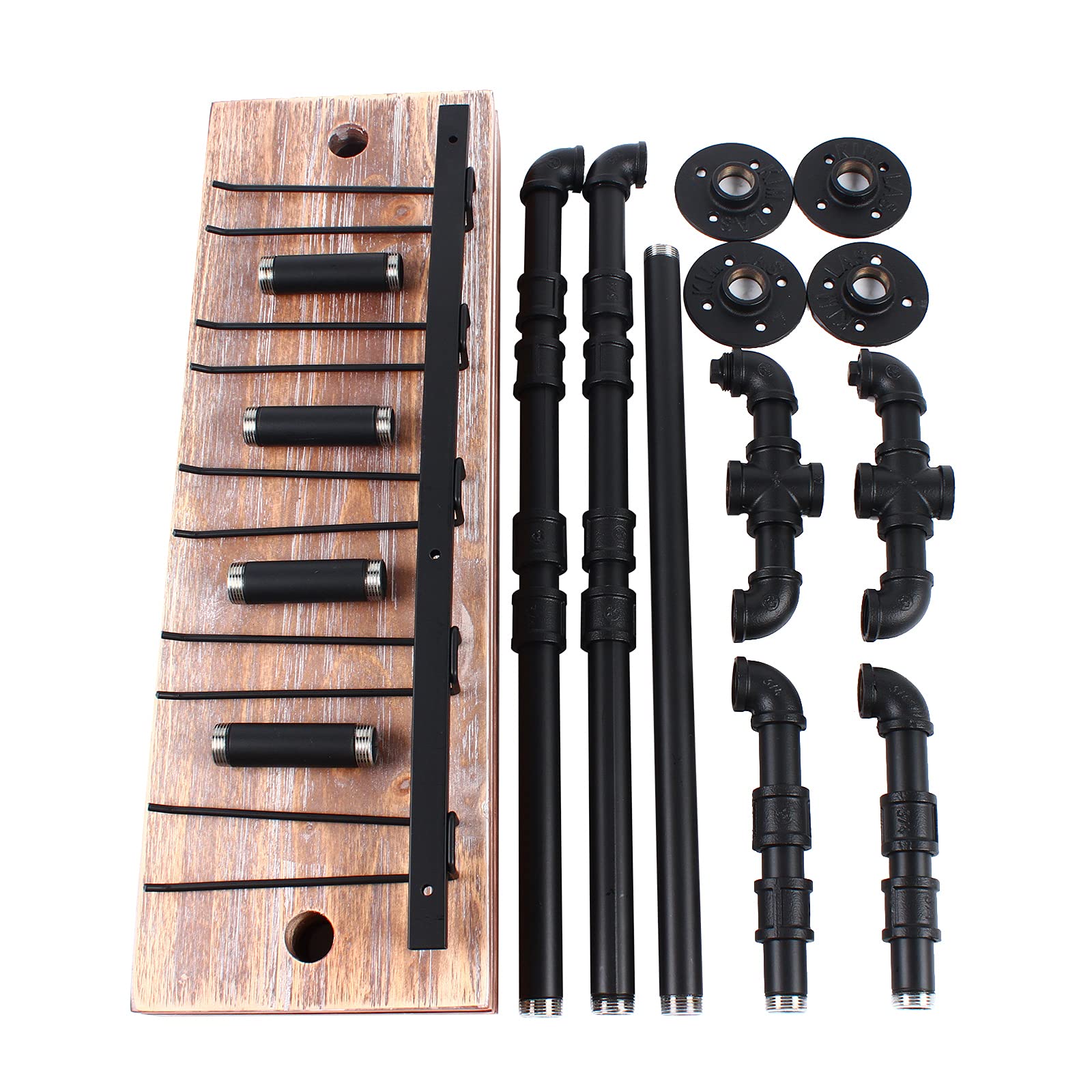 Industrial Pipe Wine Rack Wall Mounted - 3-Tier Rustic Floating Shelf with Stem Glass Holder - Solid Wood Bar Shelves for Kitchen, Dining Room & Home Decor - Perfect for Wine Storage & Display