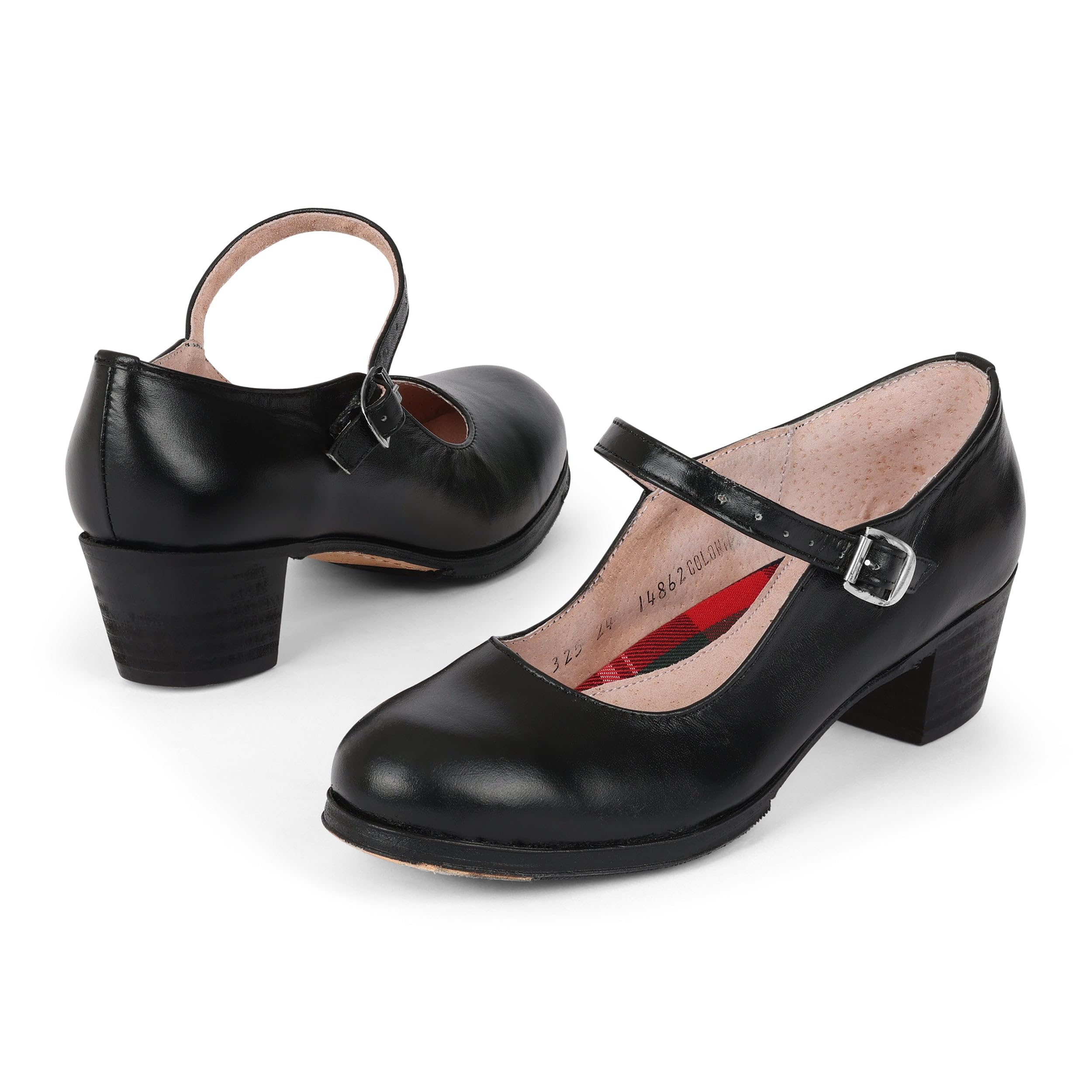 Colonial 325 Women's Folklorico Flamenco Dance Shoes with Nails - Genuine Leather 5cm Heel - Perfect for Spanish Dance Performances & Latin Dance Practice