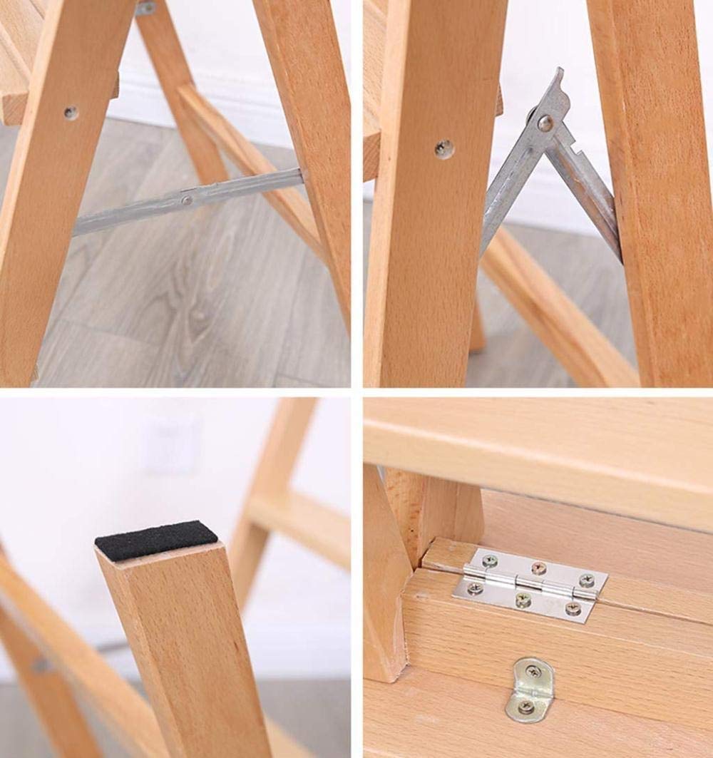 3-Step Foldable Wooden Step Stool for Kitchen, Office & Home - Non-Slip Indoor Climbing Stool, Blue - Perfect for Reaching High Shelves & Storage Spaces