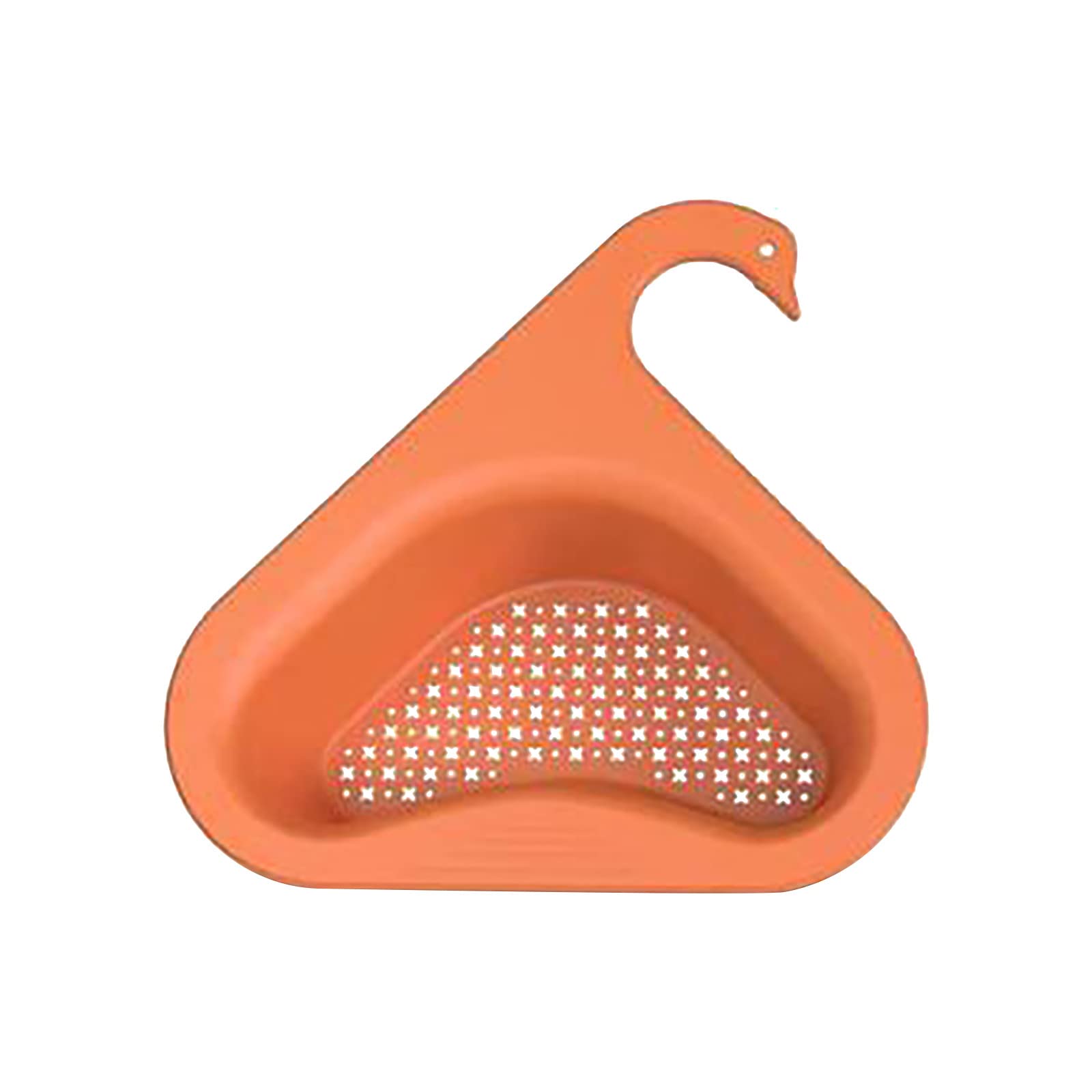 Multi-Functional Triangular Kitchen Sink Strainer Basket - Swan Design Hanging Filter Drain Rack for Food Waste, Fruits & Vegetables - Perfect for Kitchen, Bathroom & RV Sink Drainage (Corner Space Saver)