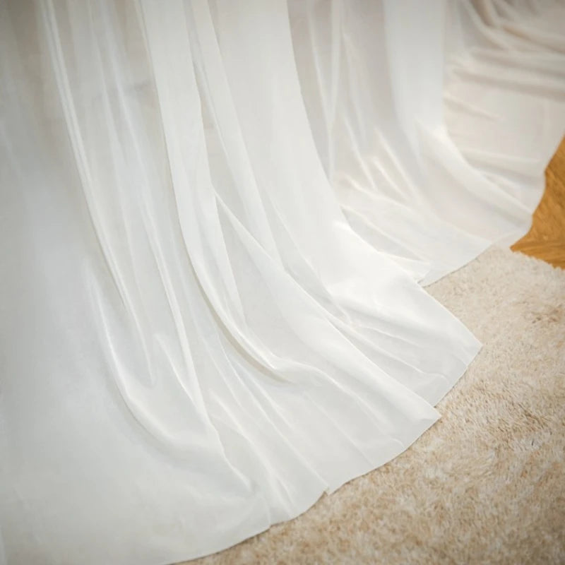 Luxury Silky Semi-Sheer Canopy Bed Curtain - Elegant Sheer Fabric for Romantic Bedroom Decor, Wedding, Nursery & Boho Chic Home Decor