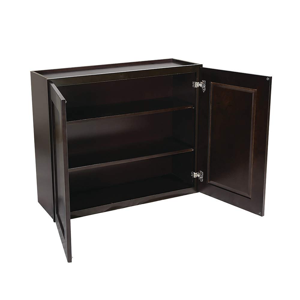 36-Inch Espresso Shaker Wall Cabinet for Kitchen Storage