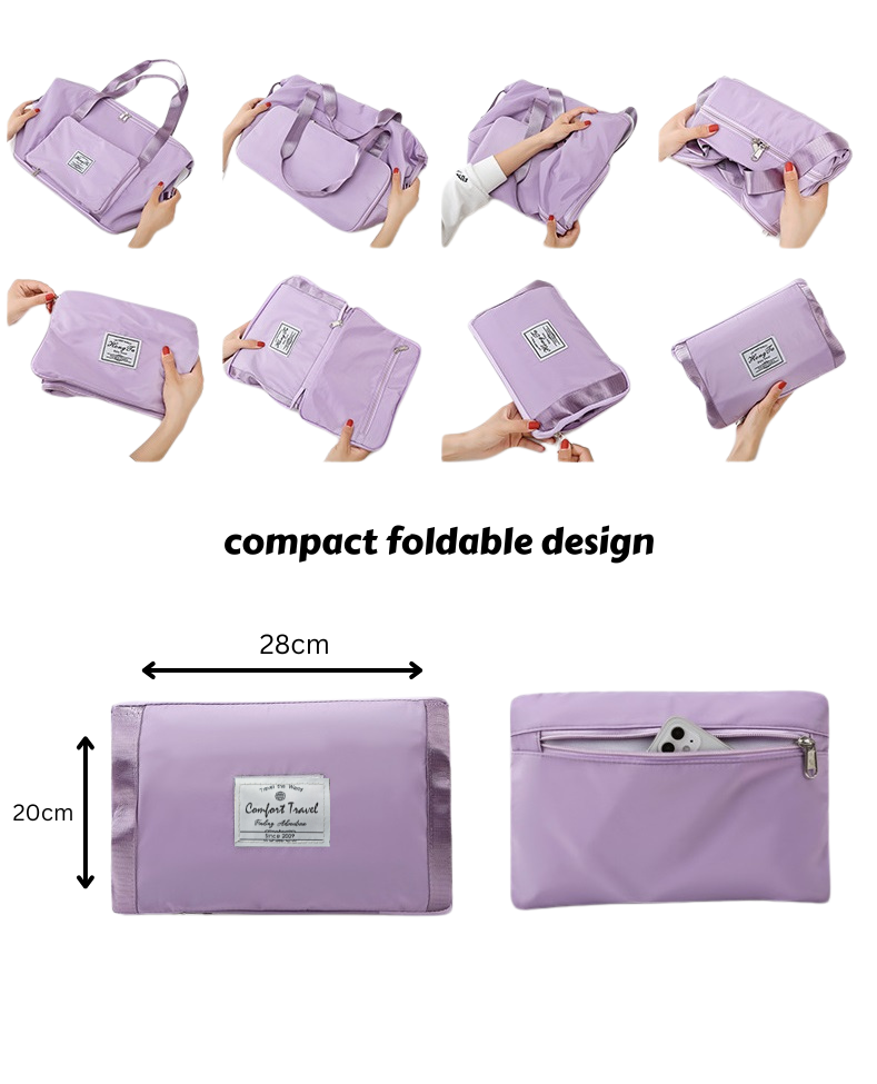 CT2404 Foldable Duffle Travel Bag - Lightweight Pink Carry-On for Gym, Weekend Trips & Air Travel | Comfortable & Spacious