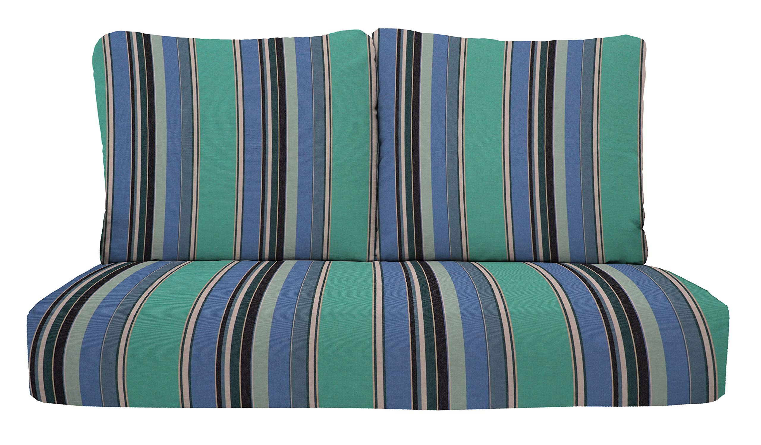 RSH DECOR: Sunbrella Deep Seating Loveseat Cushion Set - 46” x 26” Outdoor Patio Cushions with Performance Fabric & Pillow Back - Waterproof, UV Resistant for Sofa, Settee - Dolce Oasis Design - Perfect for Backyard, Poolside, and Garden Furniture