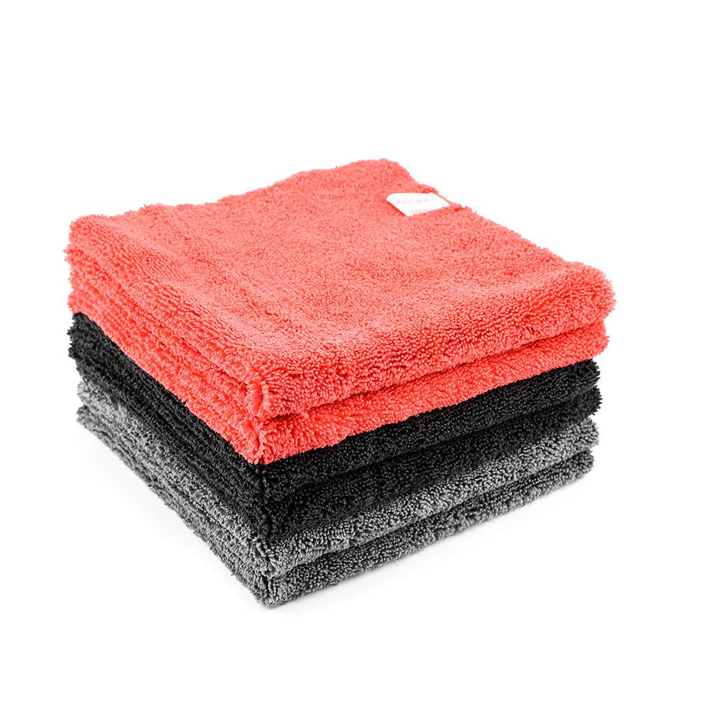 16x16 Inch Microfiber Edgeless Cleaning Towels - 6 Pack for Car Wax Removal & Detailing | Ultra Absorbent, Lint-Free, Streak-Free Dual Pile Cloth | Perfect for Auto Polishing, Buffing & Glass Cleaning