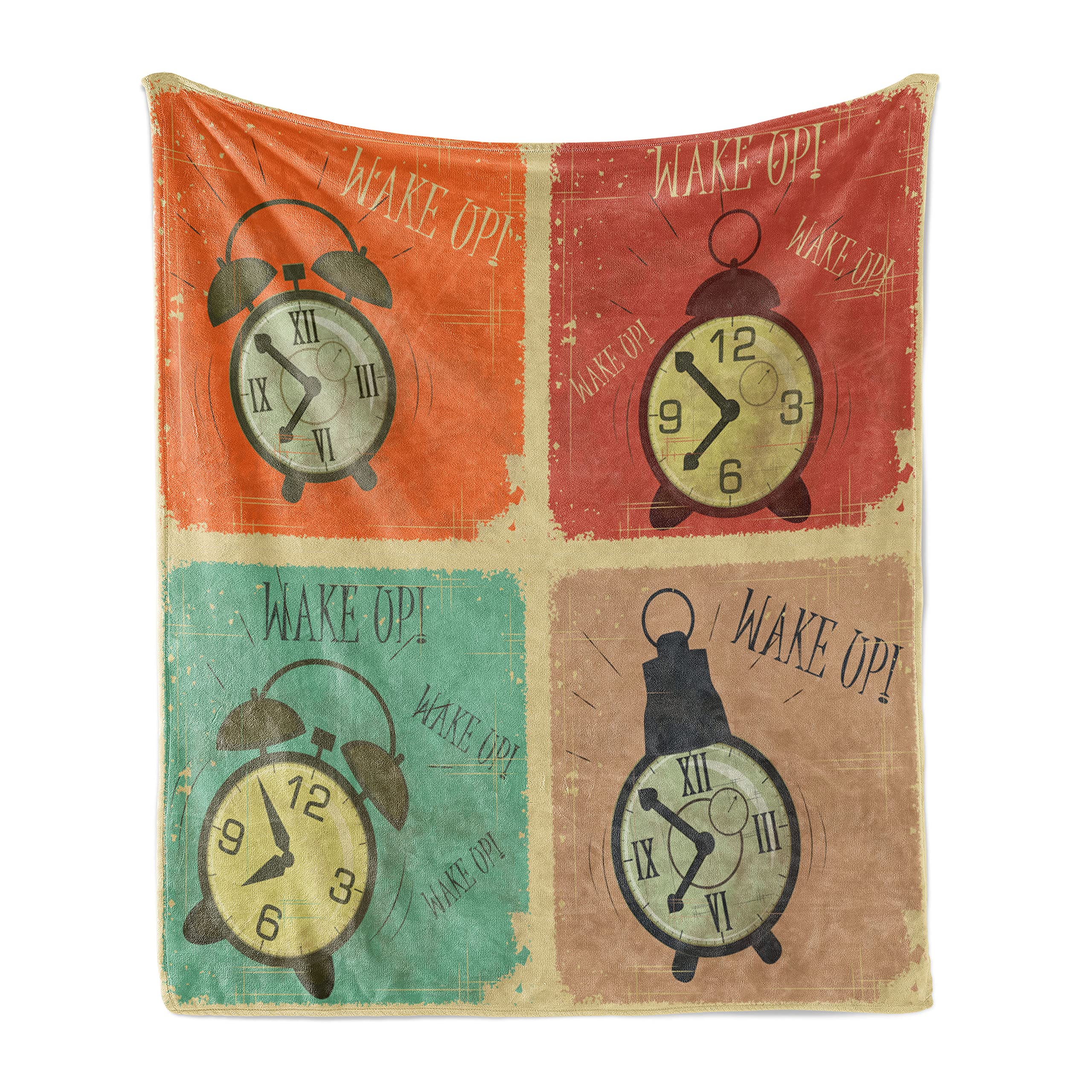 Ambesonne Vintage Alarm Clock Throw Blanket - 60